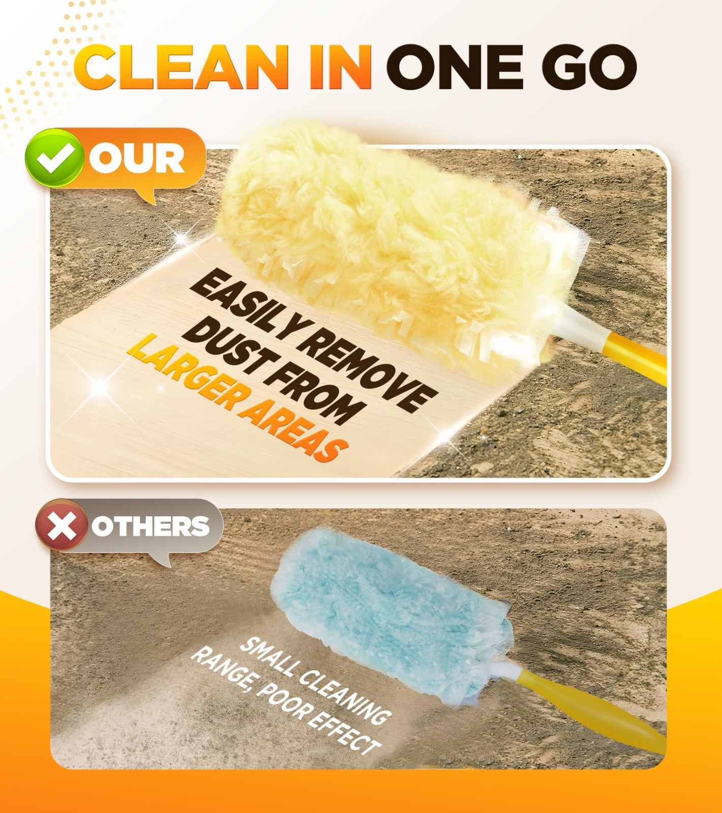 60 Heavy Duty Duster Refills, 360° Multisurface, 4X Microfiber, Unscented, Dispo