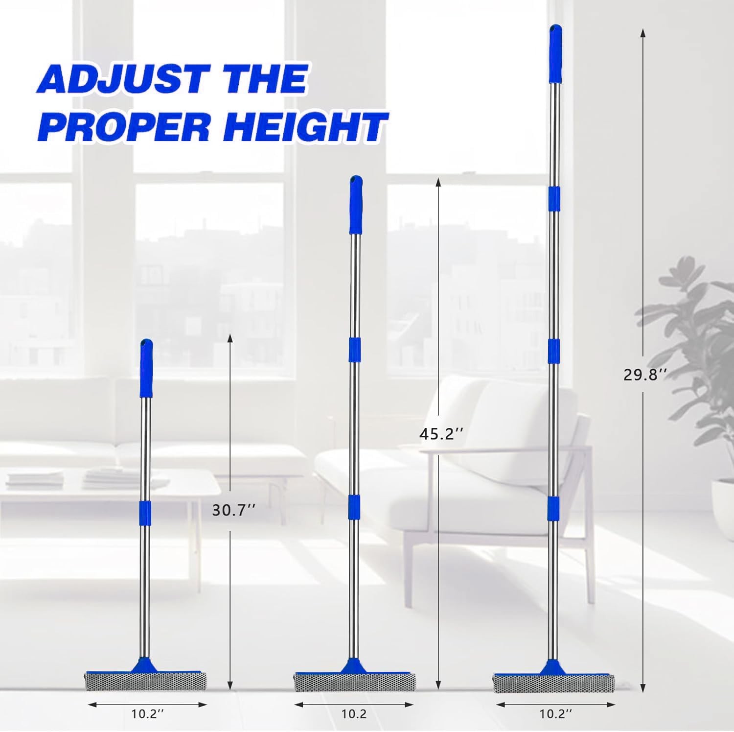 2 in 1 Window Squeegee,Car Window Cleaner Tool with 55″ Long Stainless Steel …