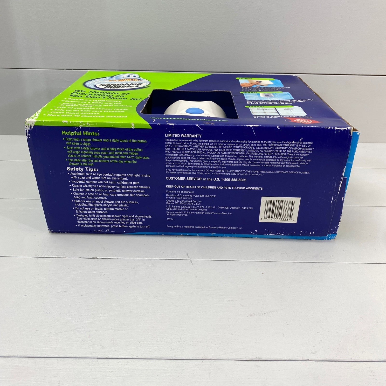 Scrubbing Bubbles Automatic Shower Cleaner New in Worn Box 2 Cleaning Solutions