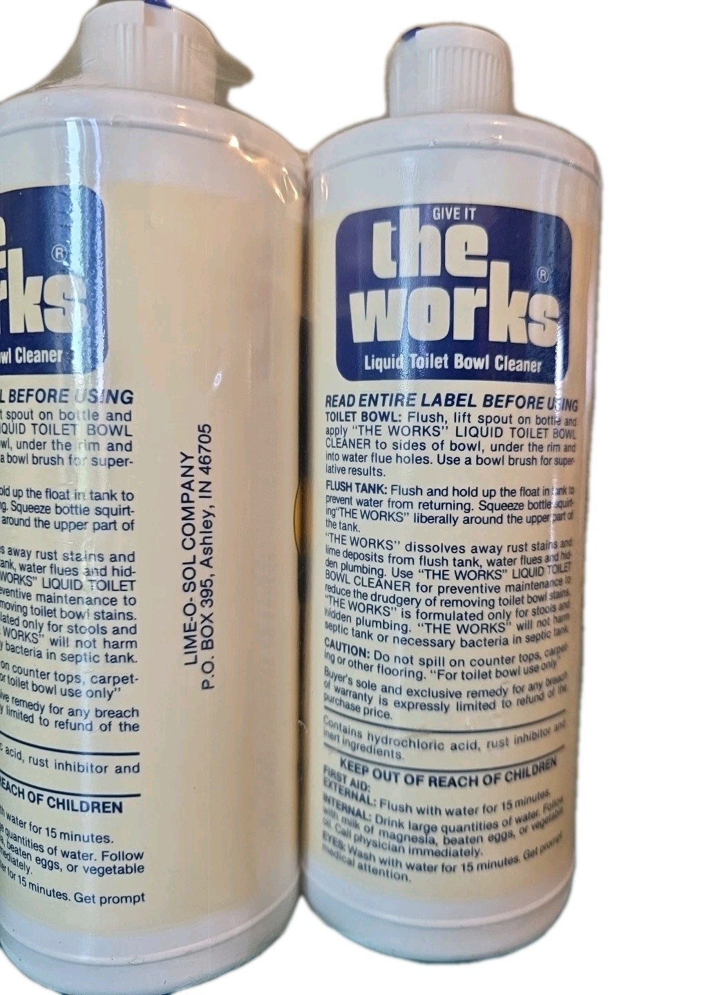 Old Formula! THE WORKS Toilet Bowl Cleaner Full 70’s 2-32 Oz Bottle Value