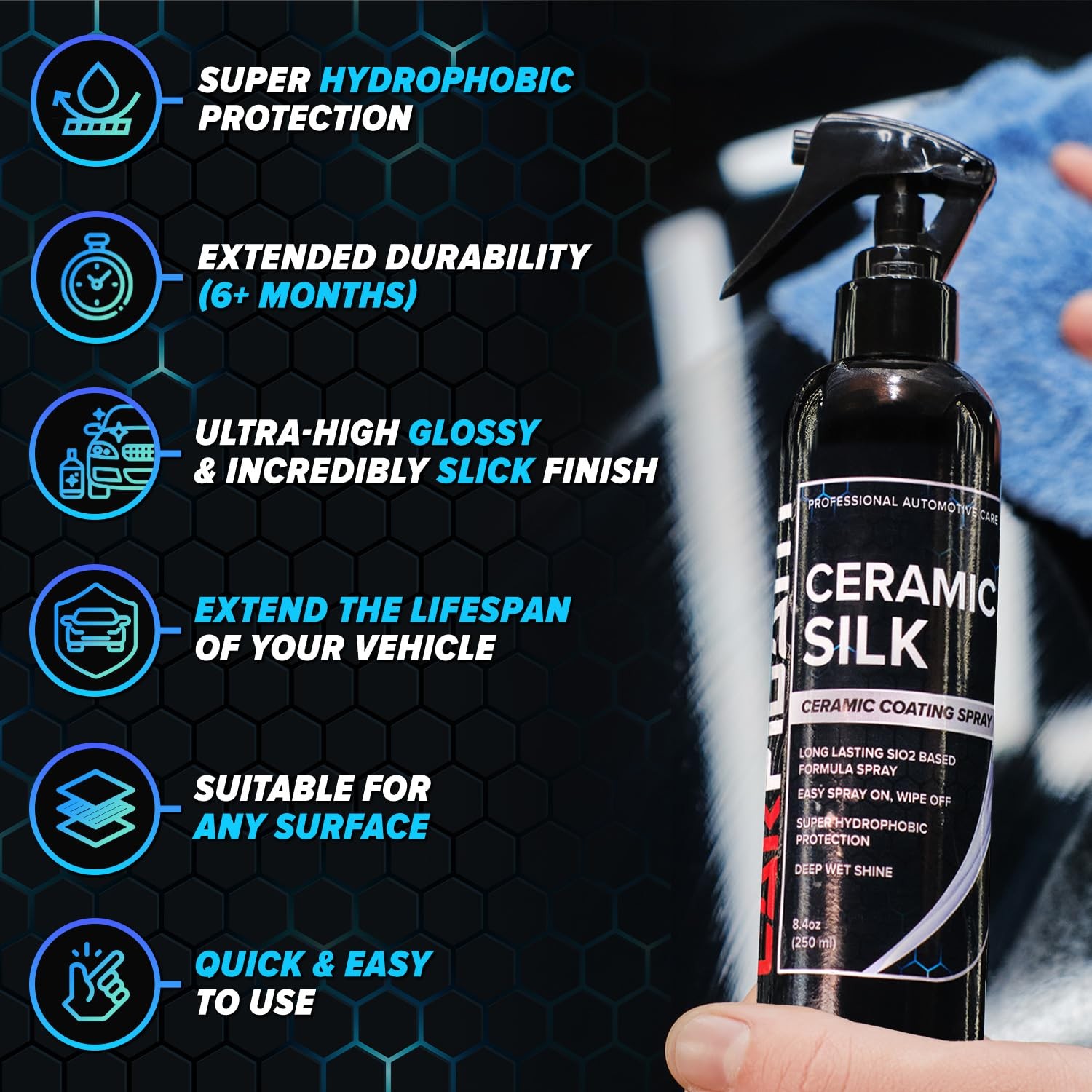 Ceramic Coating Spray – High Gloss Hydrophobic Protection Chemical Resistant