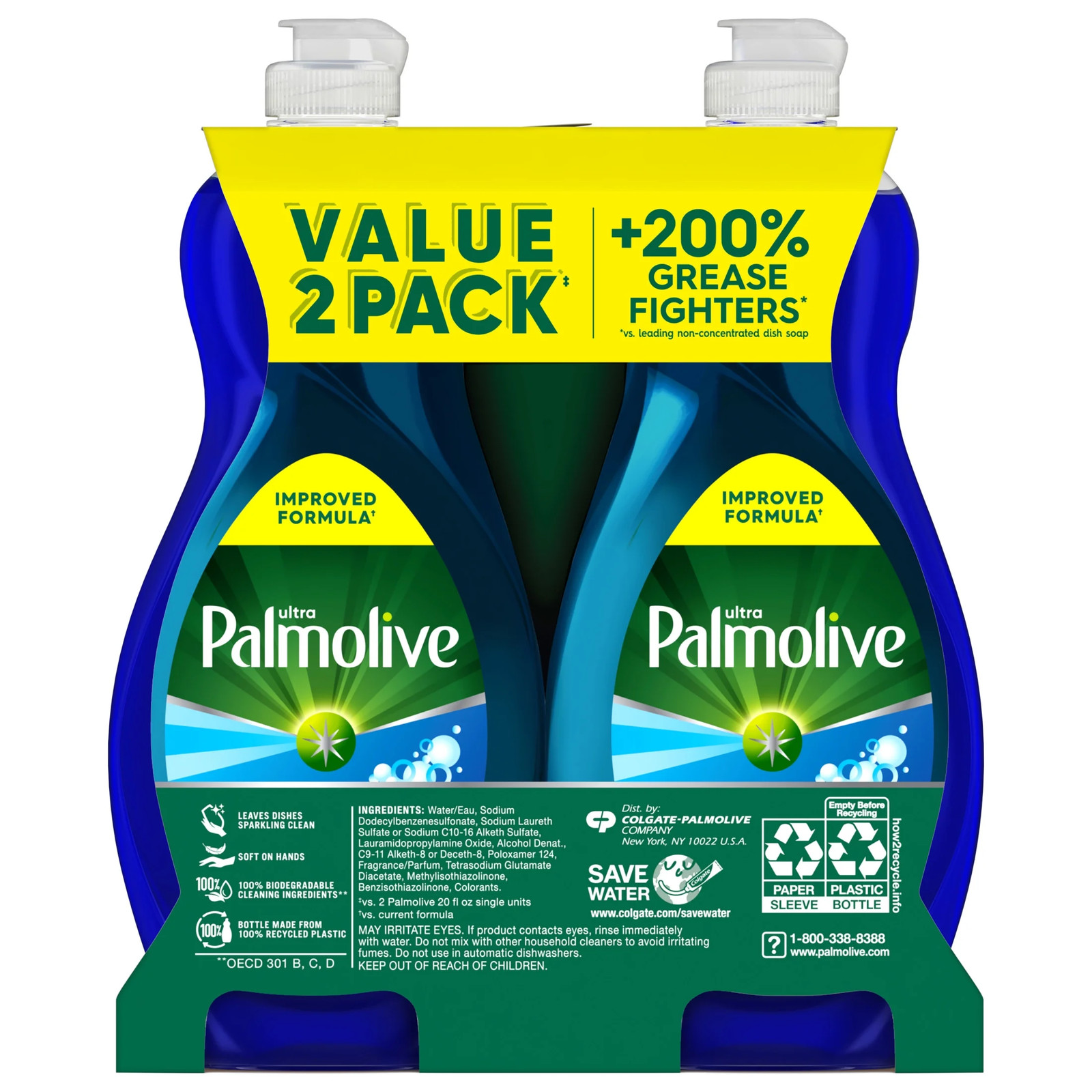 Ultra Oxy Liquid Dish Soap, Power Degreaser, 20 fl oz Bottle (2 Pack)