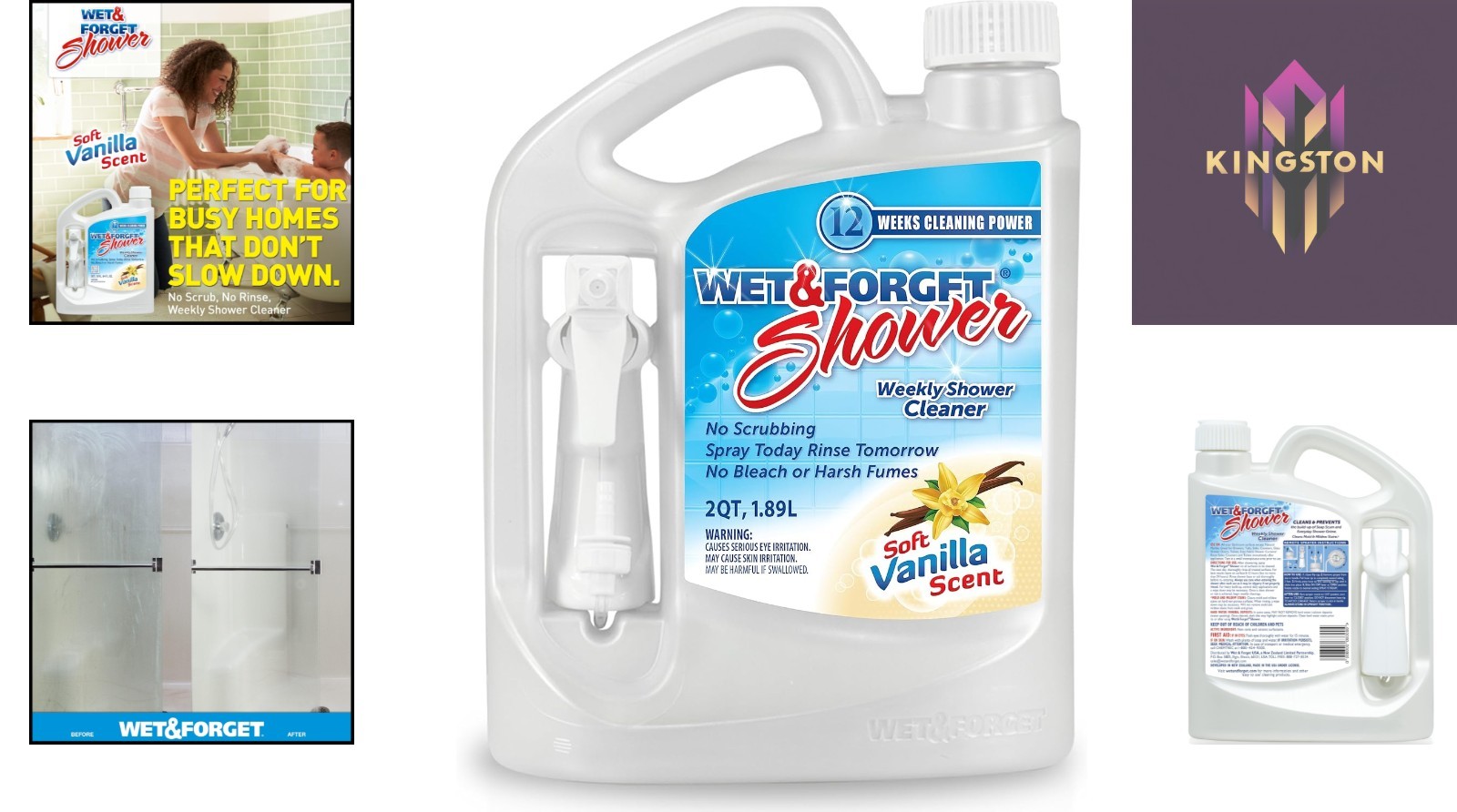 Multi-Surface Shower Cleaner 64 Fl Oz – Easy Weekly Application, Vanilla Scent