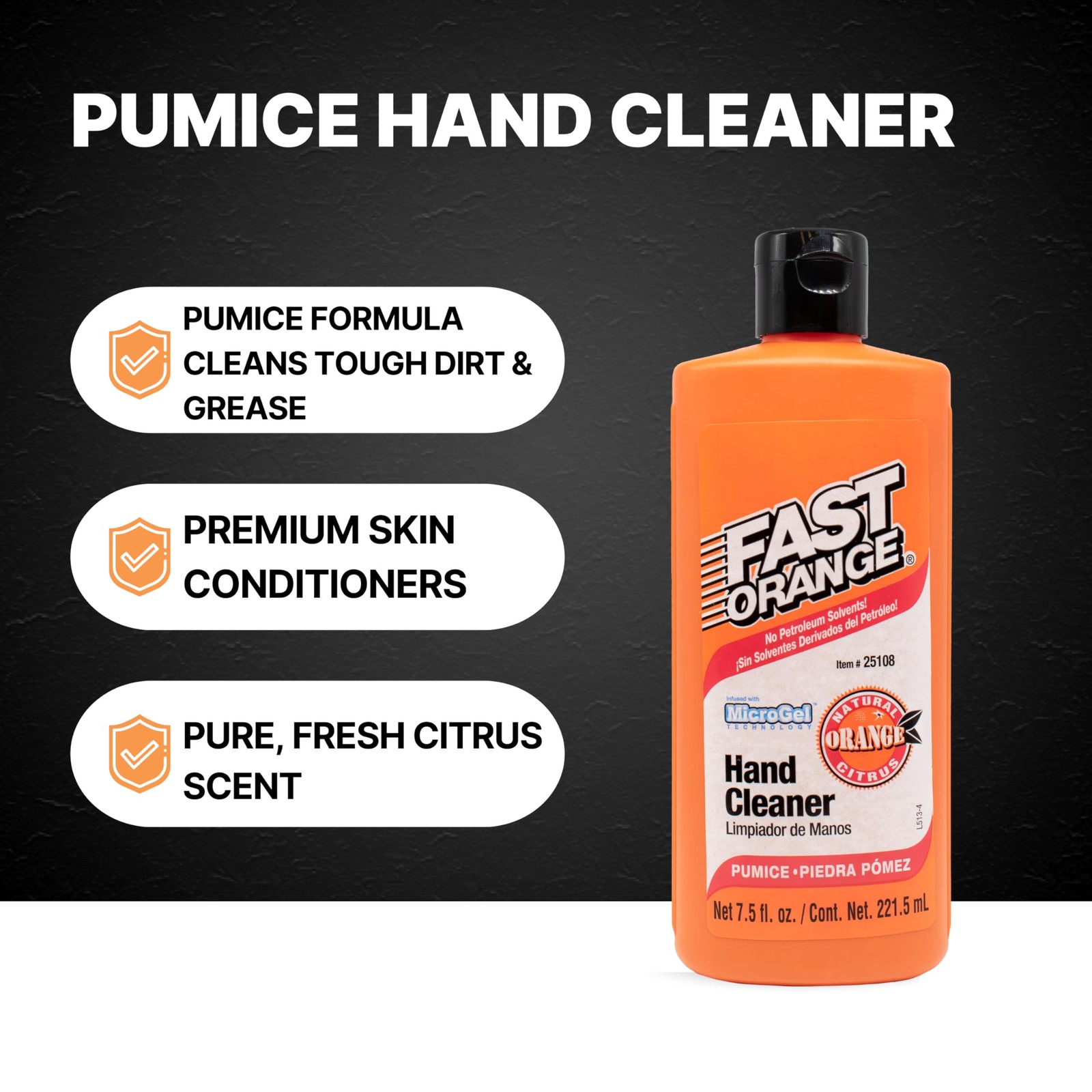 25108 Pumice Lotion, Heavy Duty Hand Cleaner, Natural Citrus Scent, Waterless…
