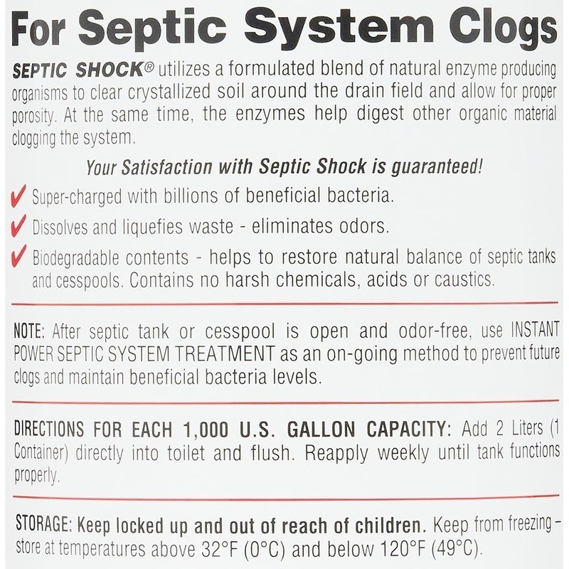 Septic Shock Liquid 67.6oz Supercharged Bacteria Cleaner Clogged Septic Systems