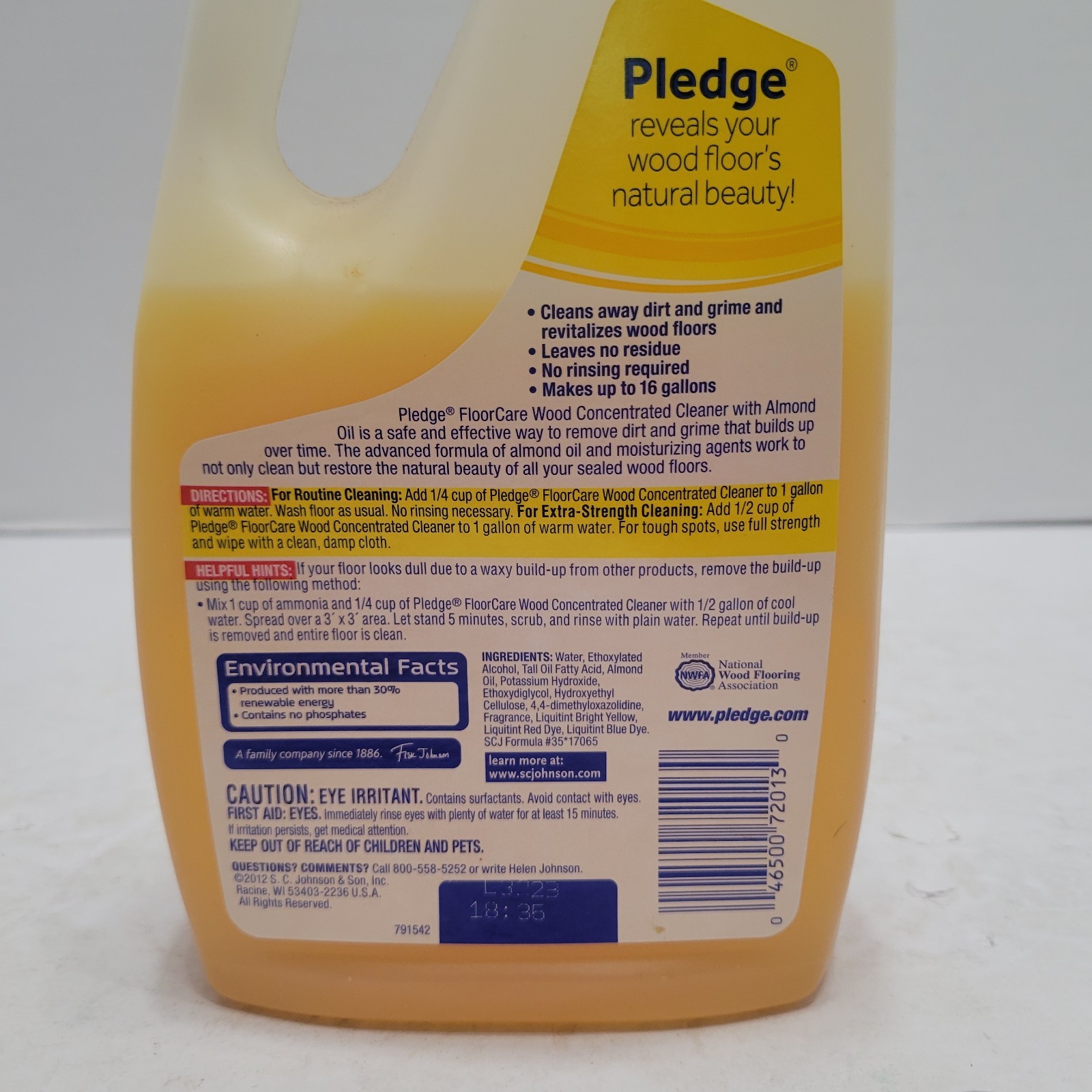 Pledge Floor Care 32oz Concentrated Wood Floor Cleaner With Almond Oil 1/2 Full