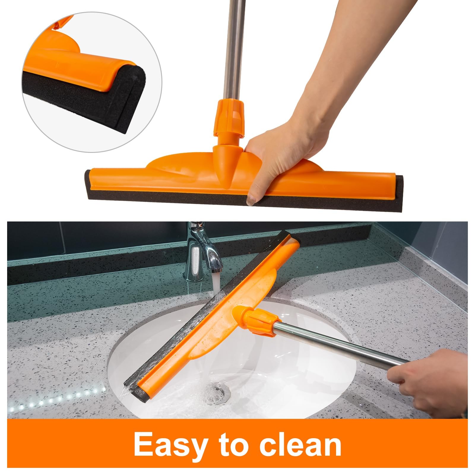 Floor Squeegee 62 Inch Adjustable EVA Foam Blade Concrete Garage Patio