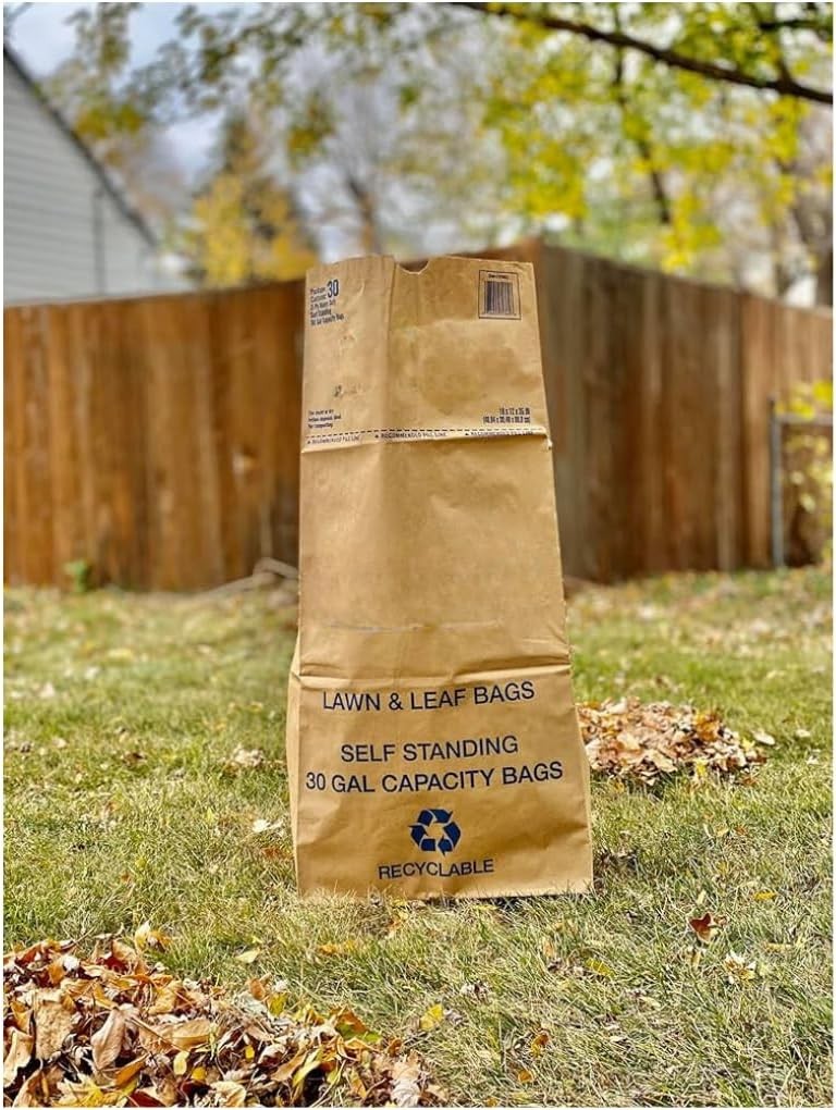 30 Gallon Lawn & Leaf 2-Ply Heavy-Duty Yard Waste Compost Refuse Paper Bags wi