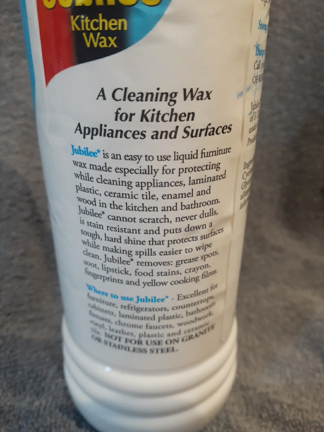 New Jubilee Kitchen Wax 15 oz Cleans Appliance Ceramic Tile Enamel Wood Bathroom