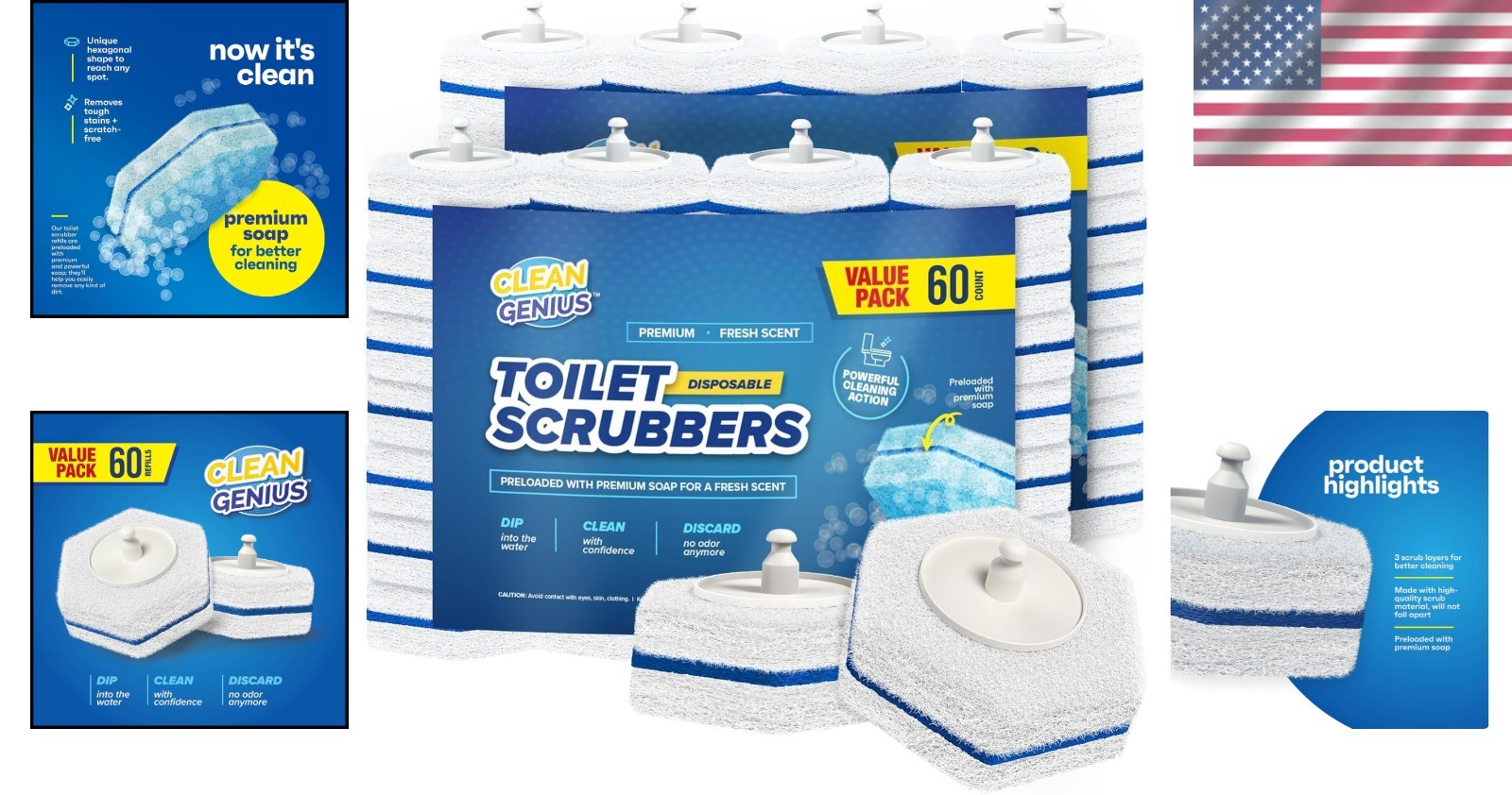 Disposable Toilet Cleaning Pads, 60 Count