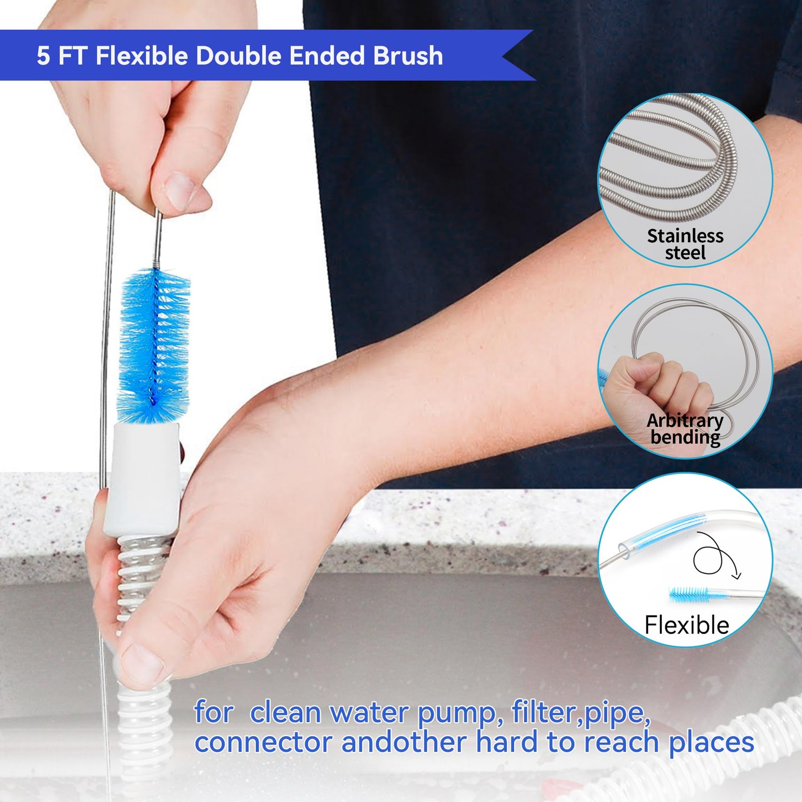 12 Pcs Tube Pipe Cleaners Brush Set | Flexible Drain Brush,Long Straw Brush