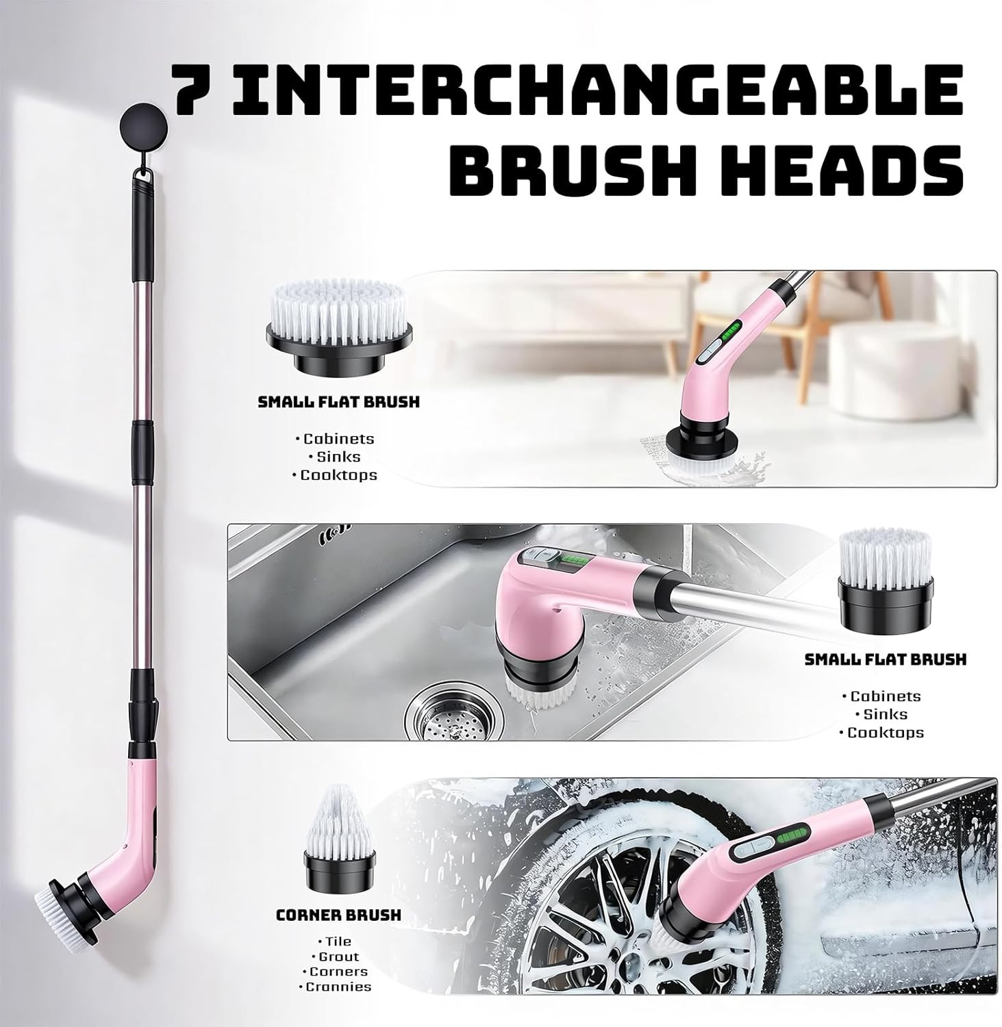 Electric Spin Scrubber for Cleaning Bathroom: Cordless Power Shower Scrubber – E