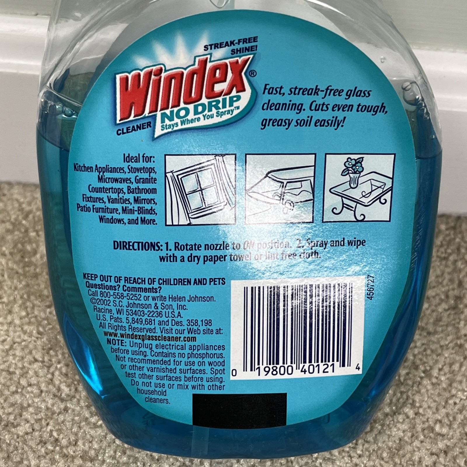 Windex No Drip Foaming Action 26 Fl Oz 2002 Discontinued Bottle 60% Full