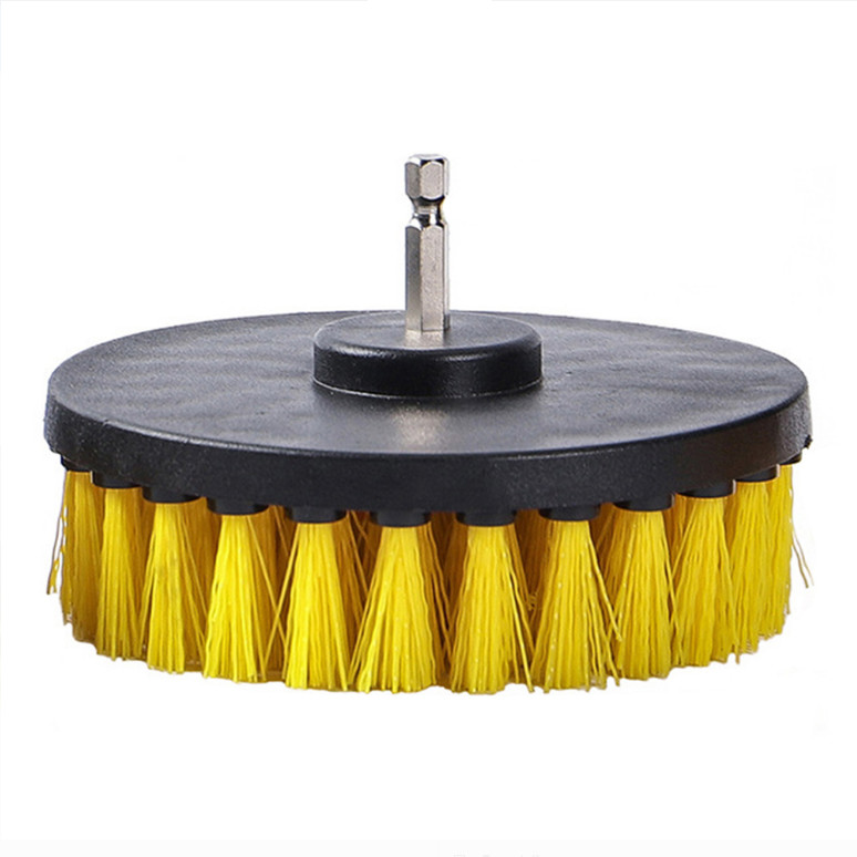 4 Pack Drill Brush for Cleaning Car Carpet Wall Carpet Tile Medium Duty Yellow