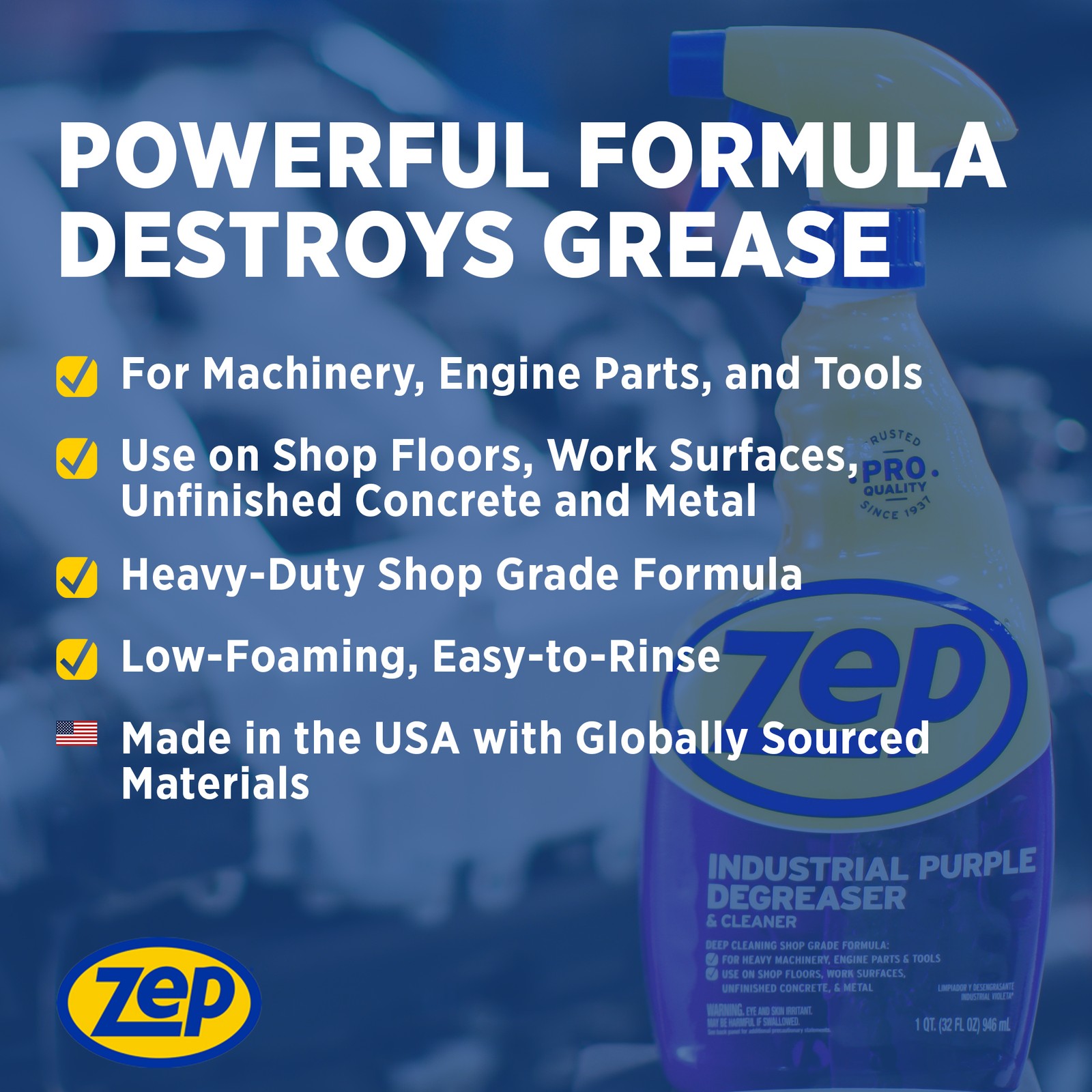 Zep Industrial Purple Cleaner and Degreaser Concentrate – 32 oz (Case of 4)