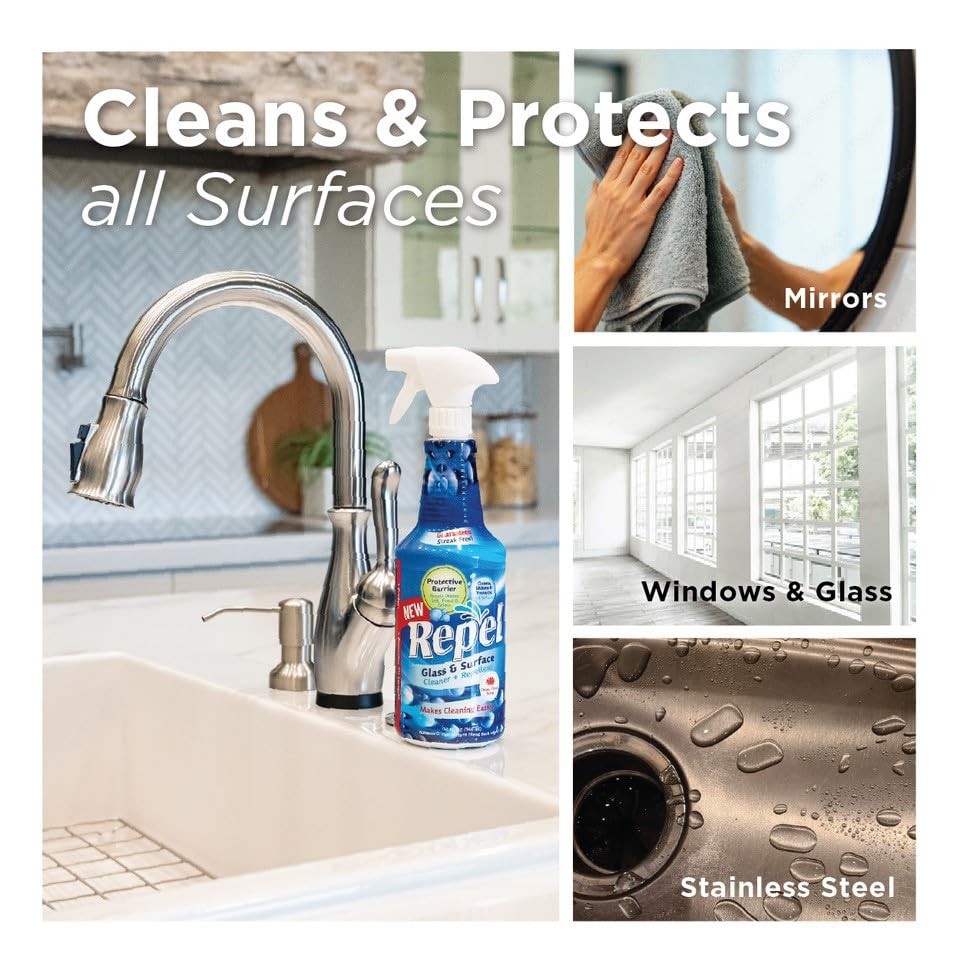 REPEL Glass & Surface Cleaner 32 fl. oz. – Cleans & Repels water spots and di…
