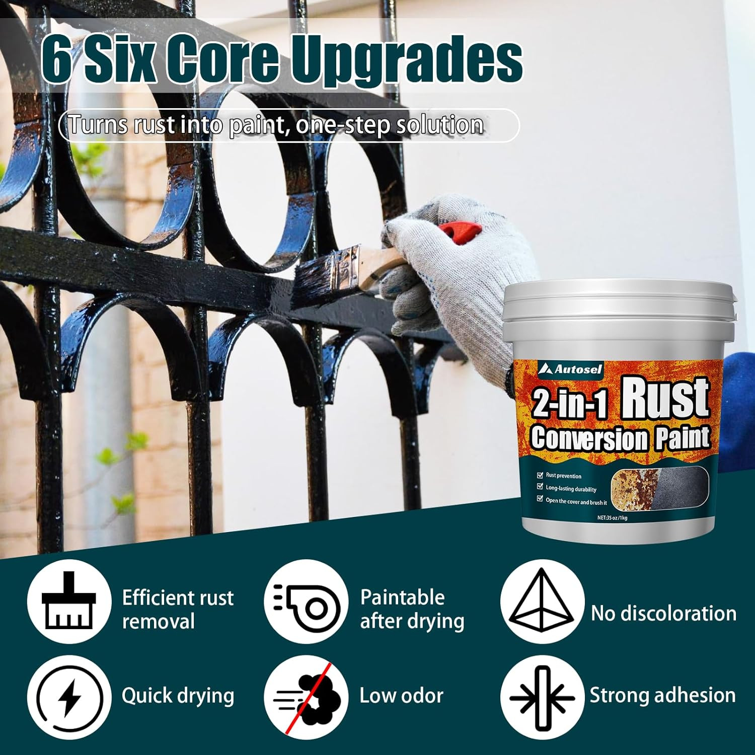 2-In-1 Rust Converter & Metal Primer, Stops Rust,Rust Inhibitor Paint for Metal,