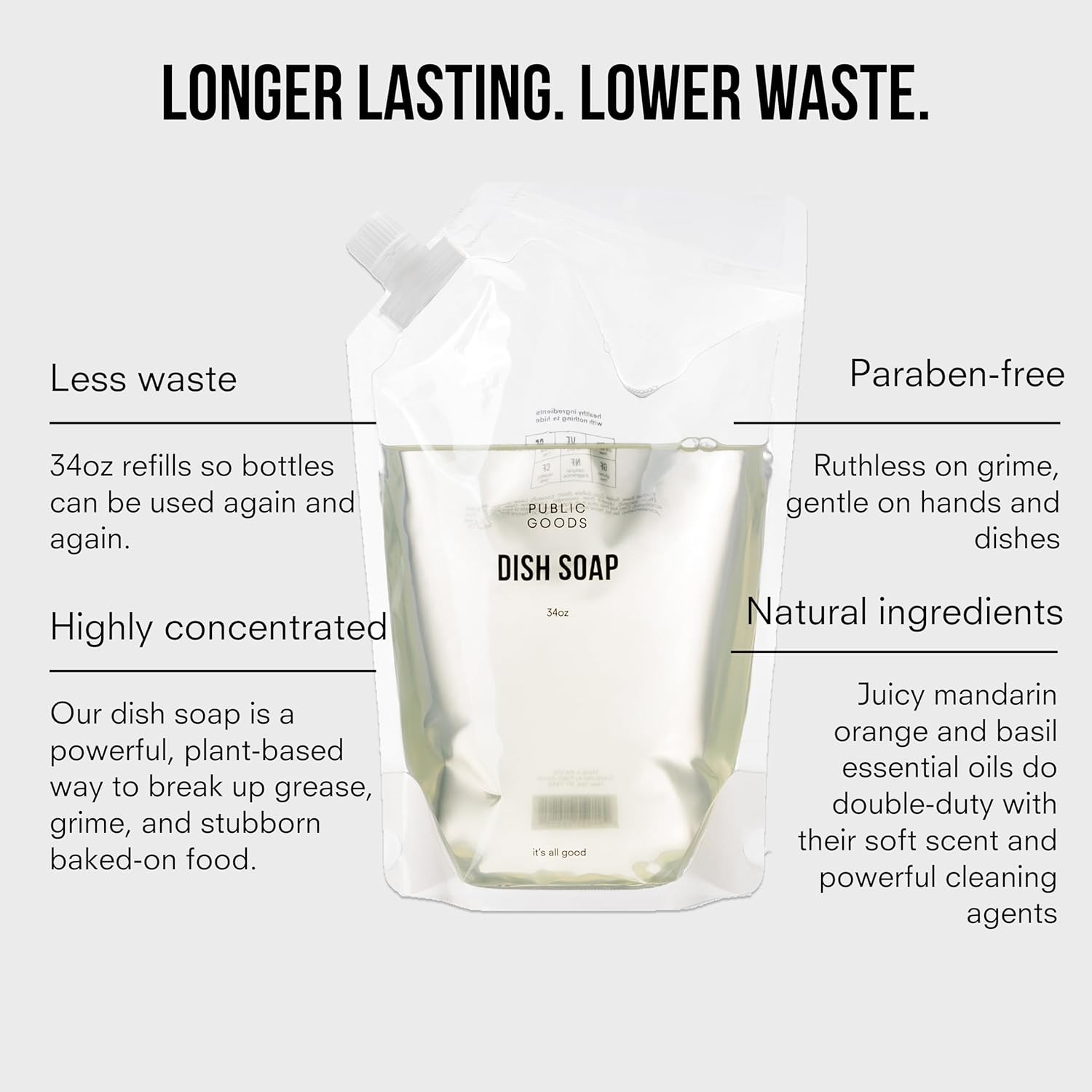 Public Goods Natural Dish Soap | Kitchen Soap | Plant-Based & Vegan Friendly | C