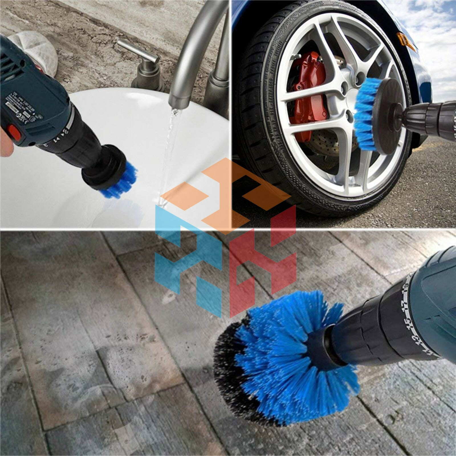 Drill Brushes Set 4pcs Tile Grout Power Scrubber Cleaner Spin Tub Shower Wall