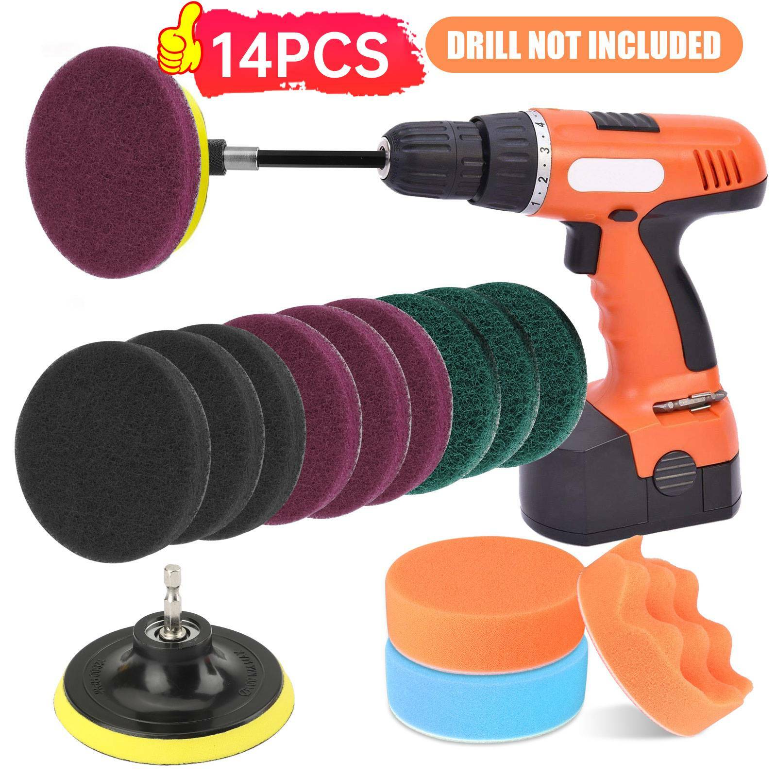 14pcs 4Inch Car Buffing Pads Polishing for Drill Sponge Kit Waxing Foam Polisher