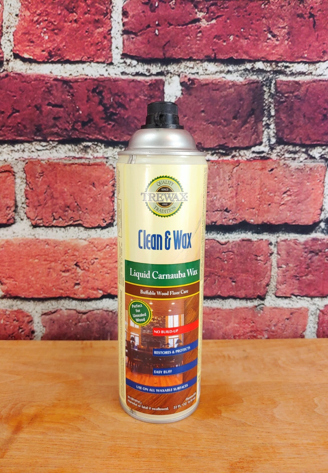 Trewax Clean & Wax, Liquid Carnauba Wax, Buffable Wood Floor Care, 22oz