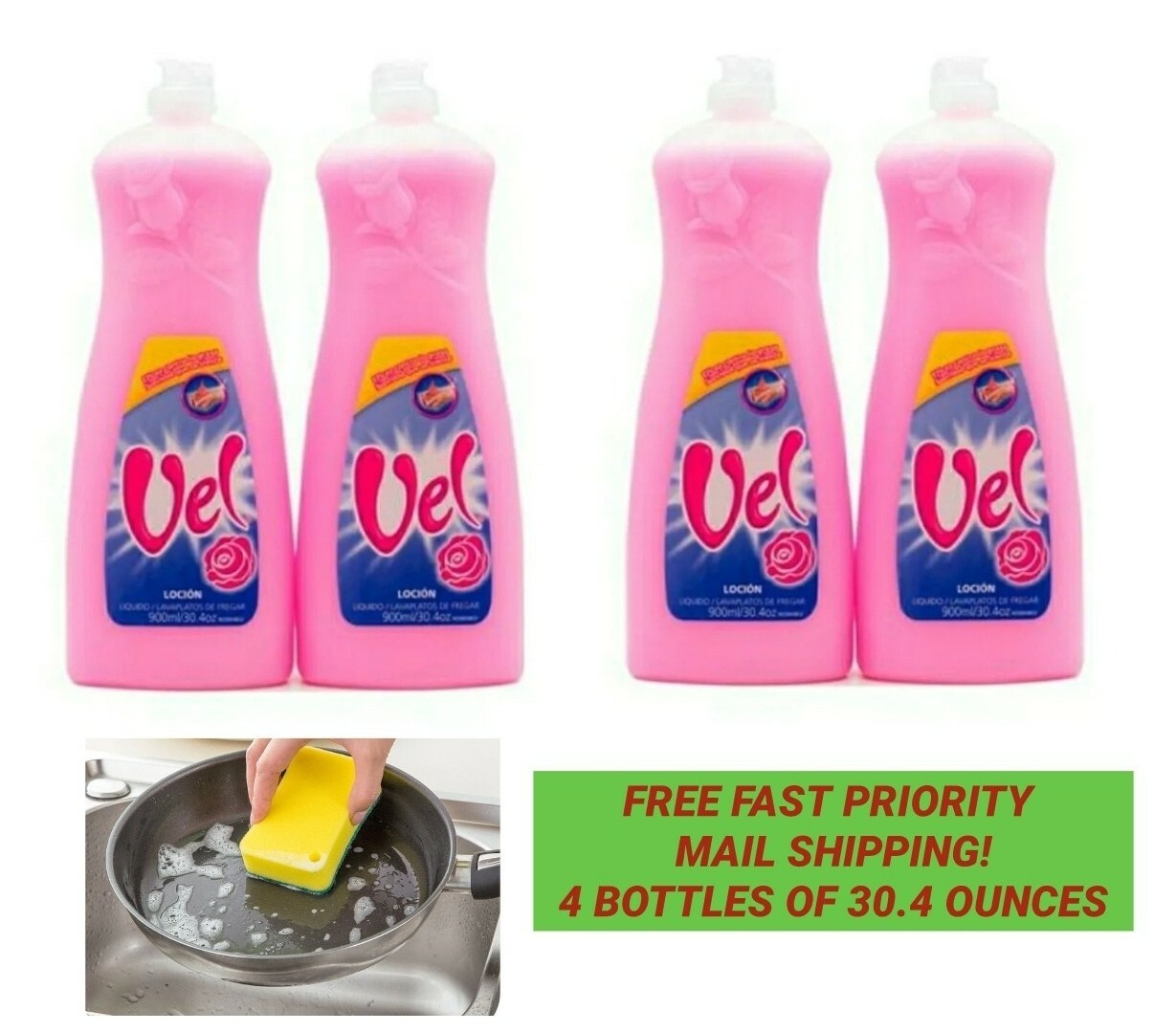(4 – 30.4oz each Bottle) Vel Rosita Ultra Concentrate Dish Grease Remover Soap
