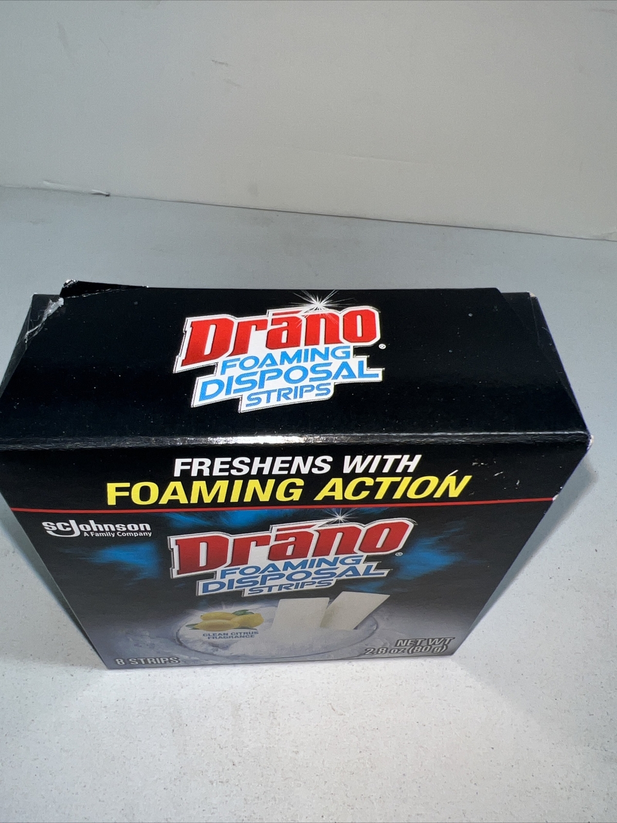 Drano Foaming Disposal Strips Clean Citrus Fragrance 8 Strips Per Box