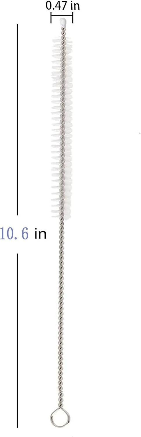 2 Pack Extra Long Straw Cleaner Brush, 10.6″ Reusable Metal Handle, 10mm Wide