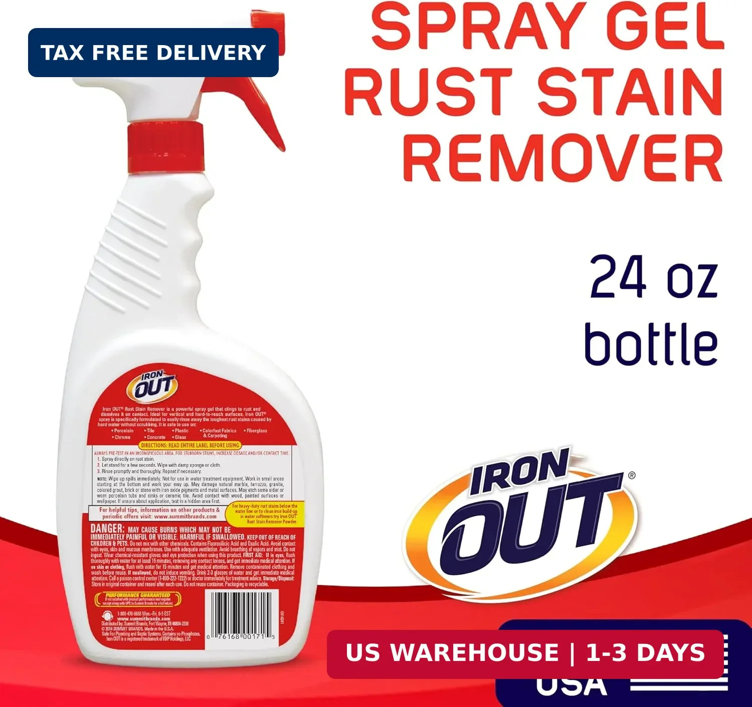 Iron OUT Rust Stain Remover Spray Gel, Remove Rust Stains in Bathrooms, Kitchens
