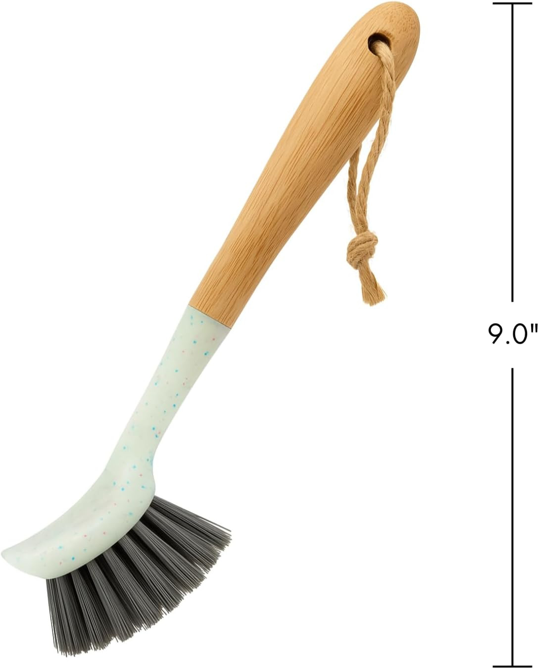 1pc Dish Brush with 9 Inch Bamboo Handle Household Essentials Cleaning Supplies