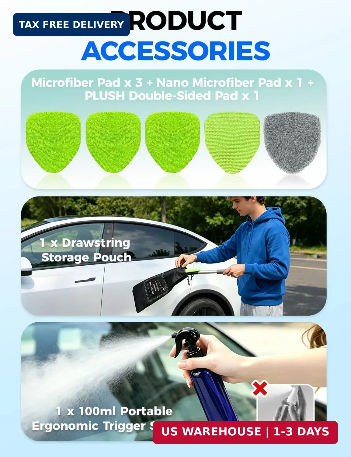 XINDELL Windshield Cleaner Tool – Car Interior Window Cleaning Kit with Extendab