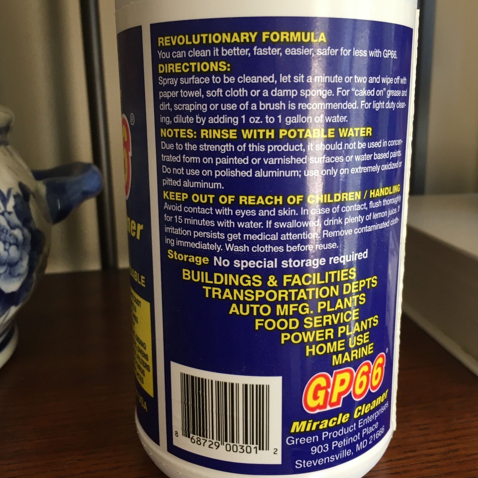 GP66 Concentrated All Purpose Miracle Spray Cleaner 32 oz Bottle Biodegradable