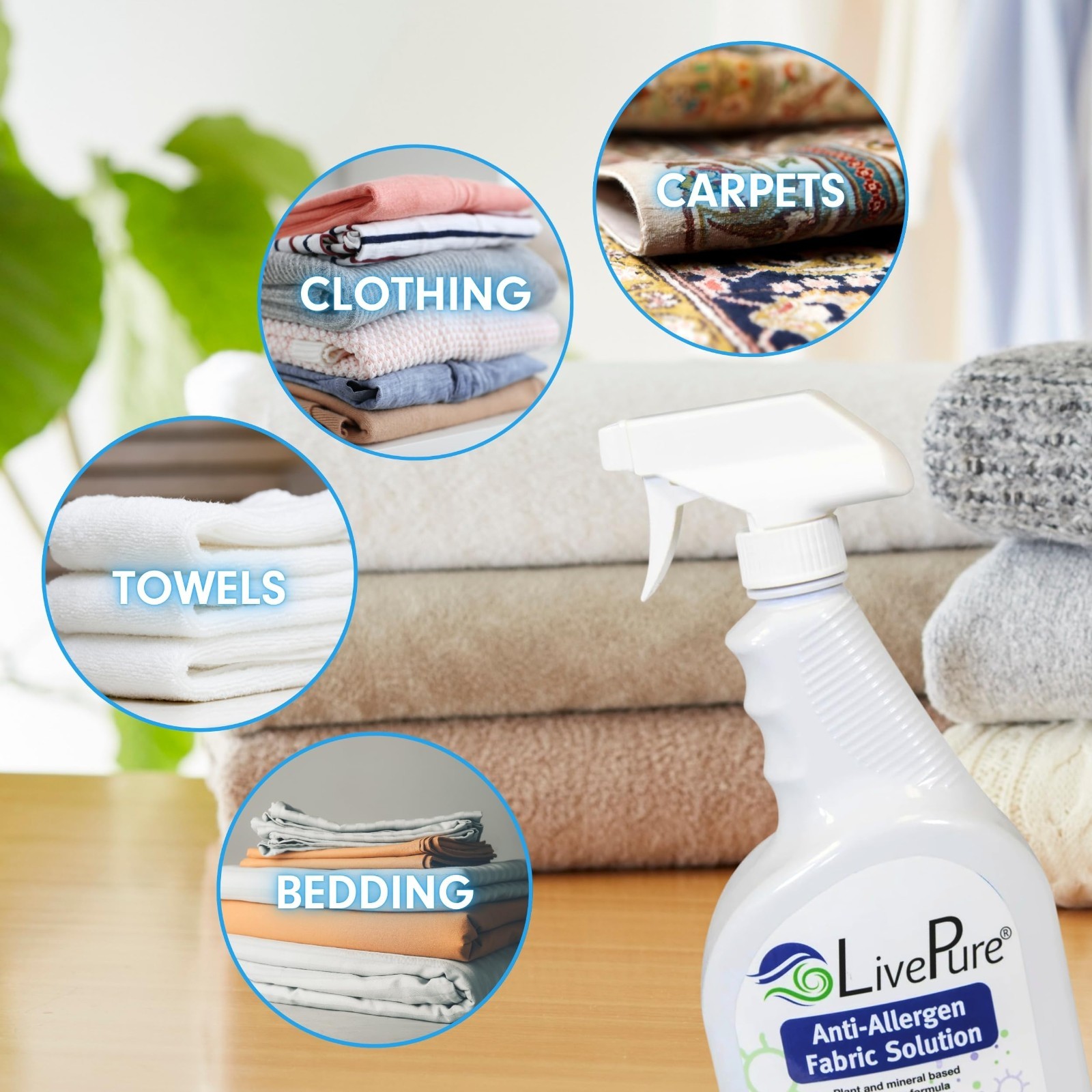 Anti-Allergen Fabric Spray 32 OZ – Household Surface Cleaner, Odor Eliminator