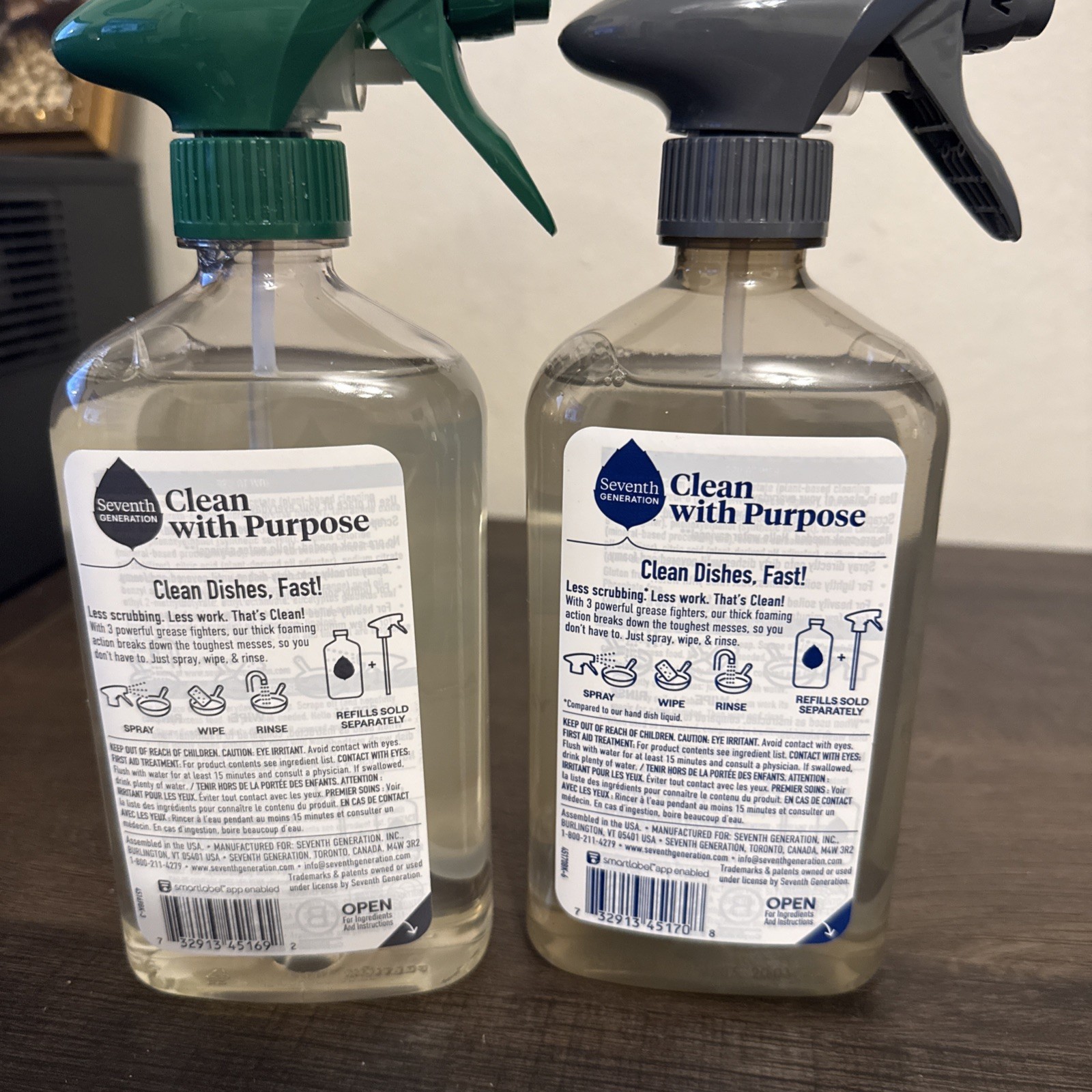 2-SEVENTH GENERATION POWDER+ FOAMING DISH SPRAY 16 OZ. EACH ORANGE & CLEAR, NEW