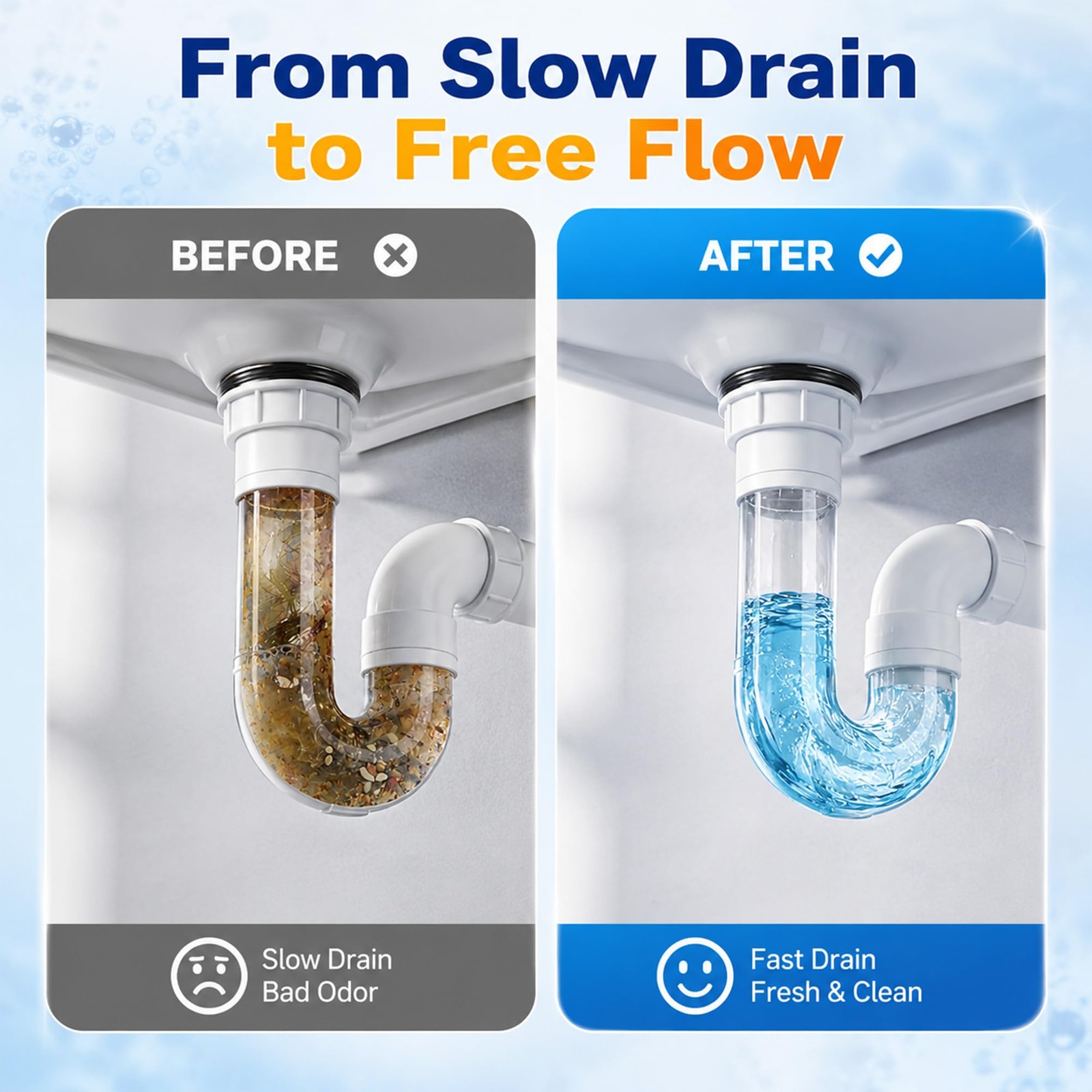 Loruoea 4Pack Potent Drain Cleaner & Clog Remover for Kitchen & Bath Pipes