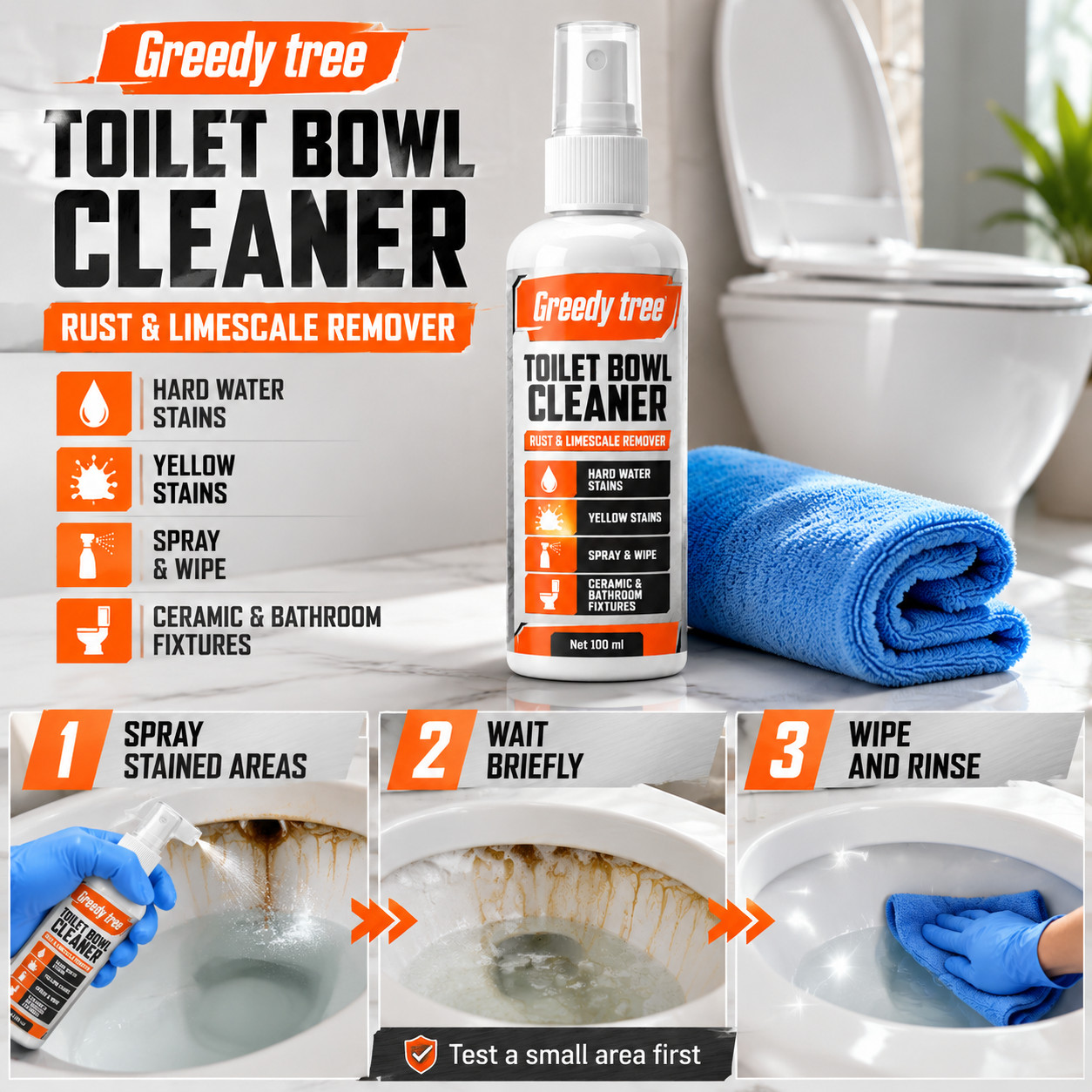 Faucet Water Stain Remover Spray for Rust Scale and Bathroom Shine