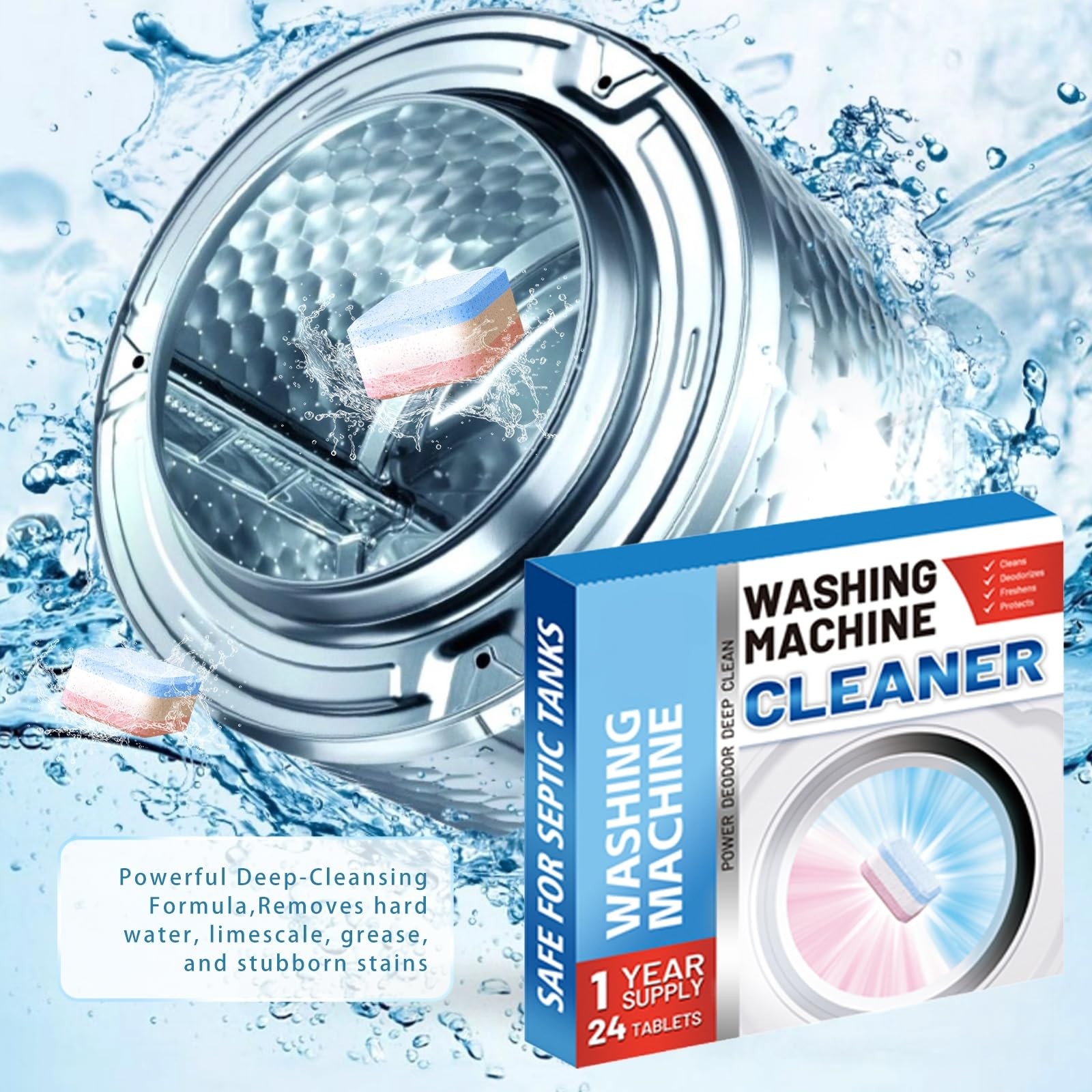Washing Machine Cleaner Descaler Tablets, 24 Count (1 Year Supply) – Powerful…