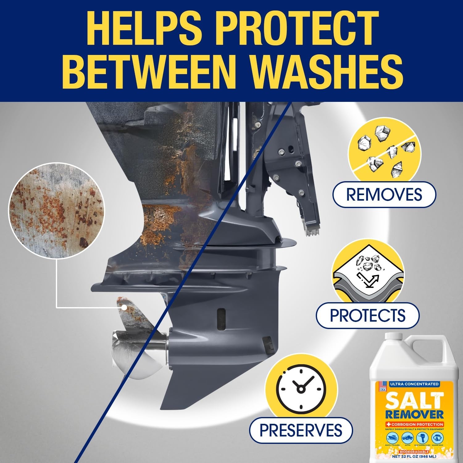 32 Oz Salt Remover & Corrosion Protection – Marine & Vehicle Cleaner for Boats,