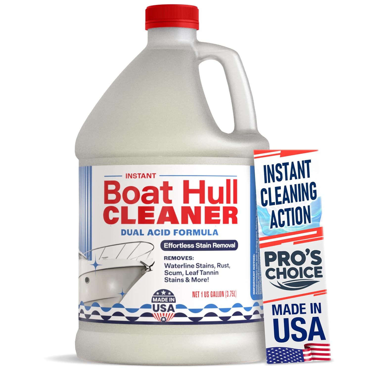 Instant Boat Hull Cleaner – Dual Acid Formula for Scum, Rust, Hard Water Stains