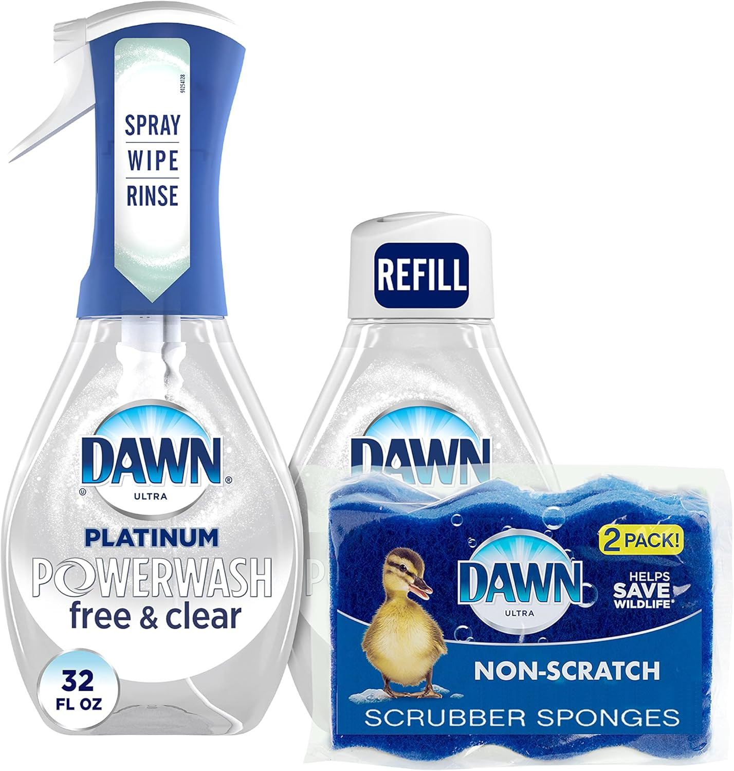 Dawn Powerwash Spray Dish Soap Starter Kit + 3 Refills Fresh 4×16 oz
