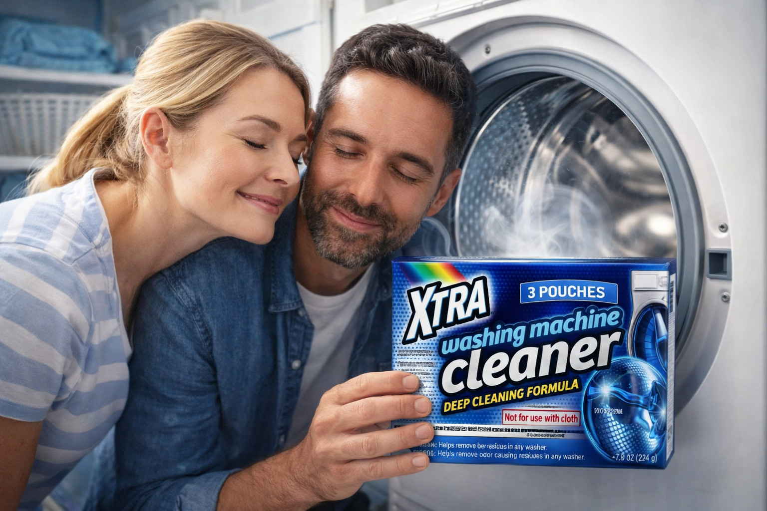 Xtra Washing Machine Cleaner 2 Pack 6 Pouches Deep Clean HE Safe