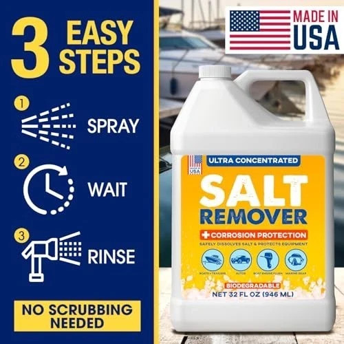 Concentrated Salt Remover & Corrosion Protection – 32 Oz Cleaner for Boats, Cars