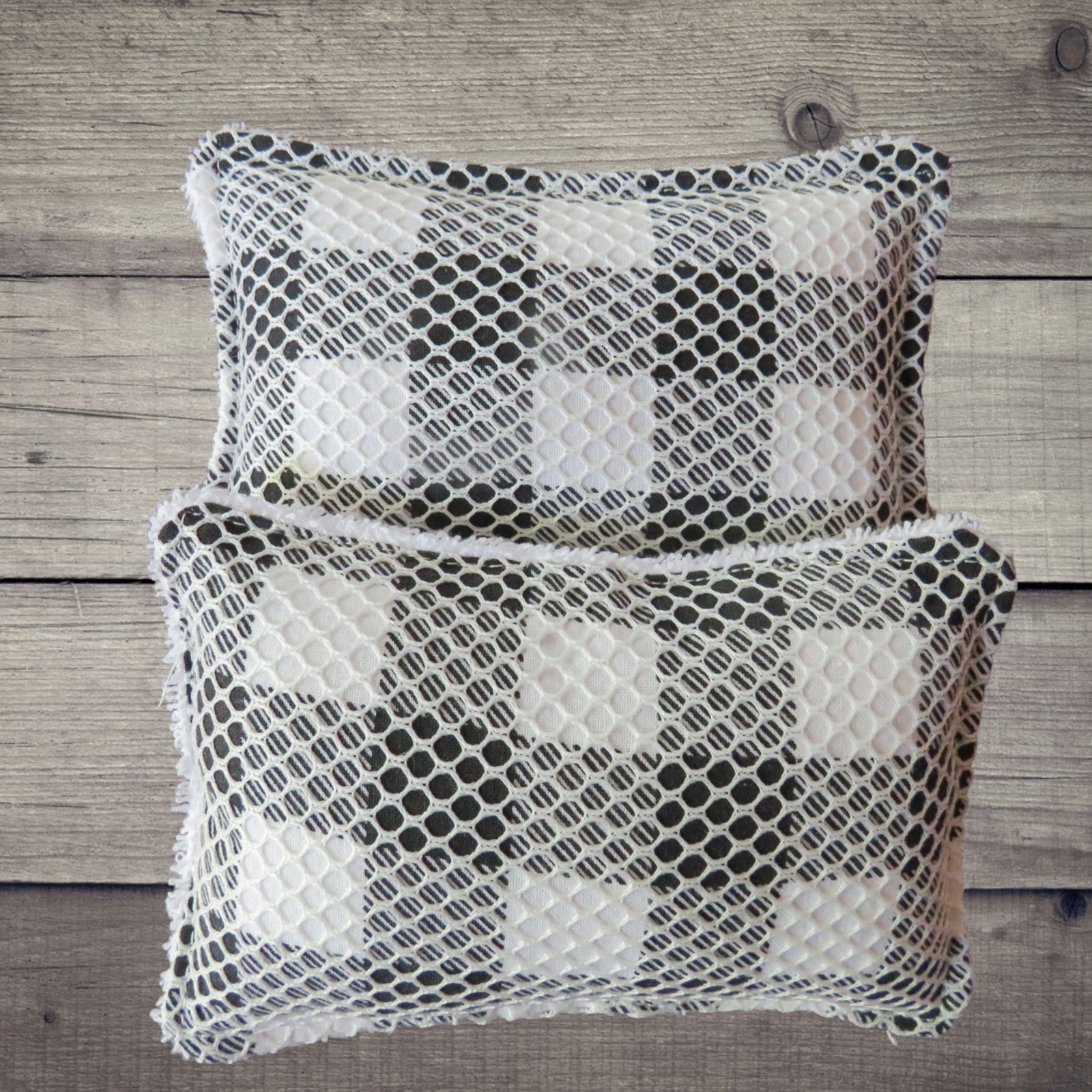 Reusable Kitchen Sponge, Set of 2, Black and White Check Dish Scrubby