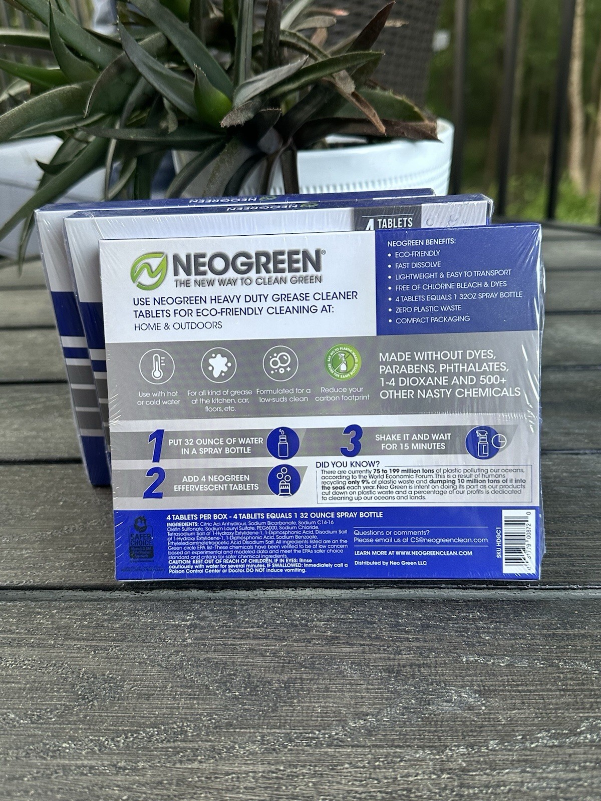 3x Neogreen Heavy Duty Grease Cleaner Spray Bottle Tablets 12 Tablets Total