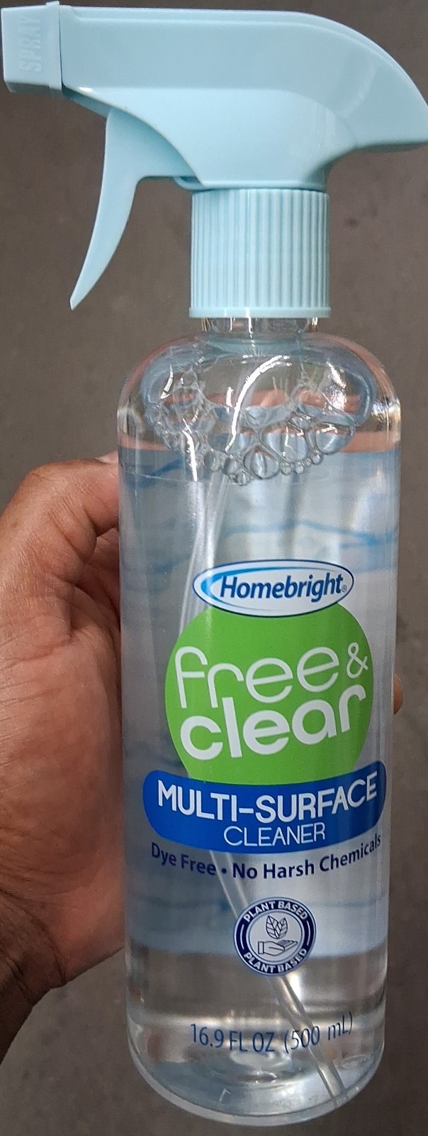 Homebright Multi-Surface Cleaner Spray Dye Free Plant-Based 16.9 fl oz