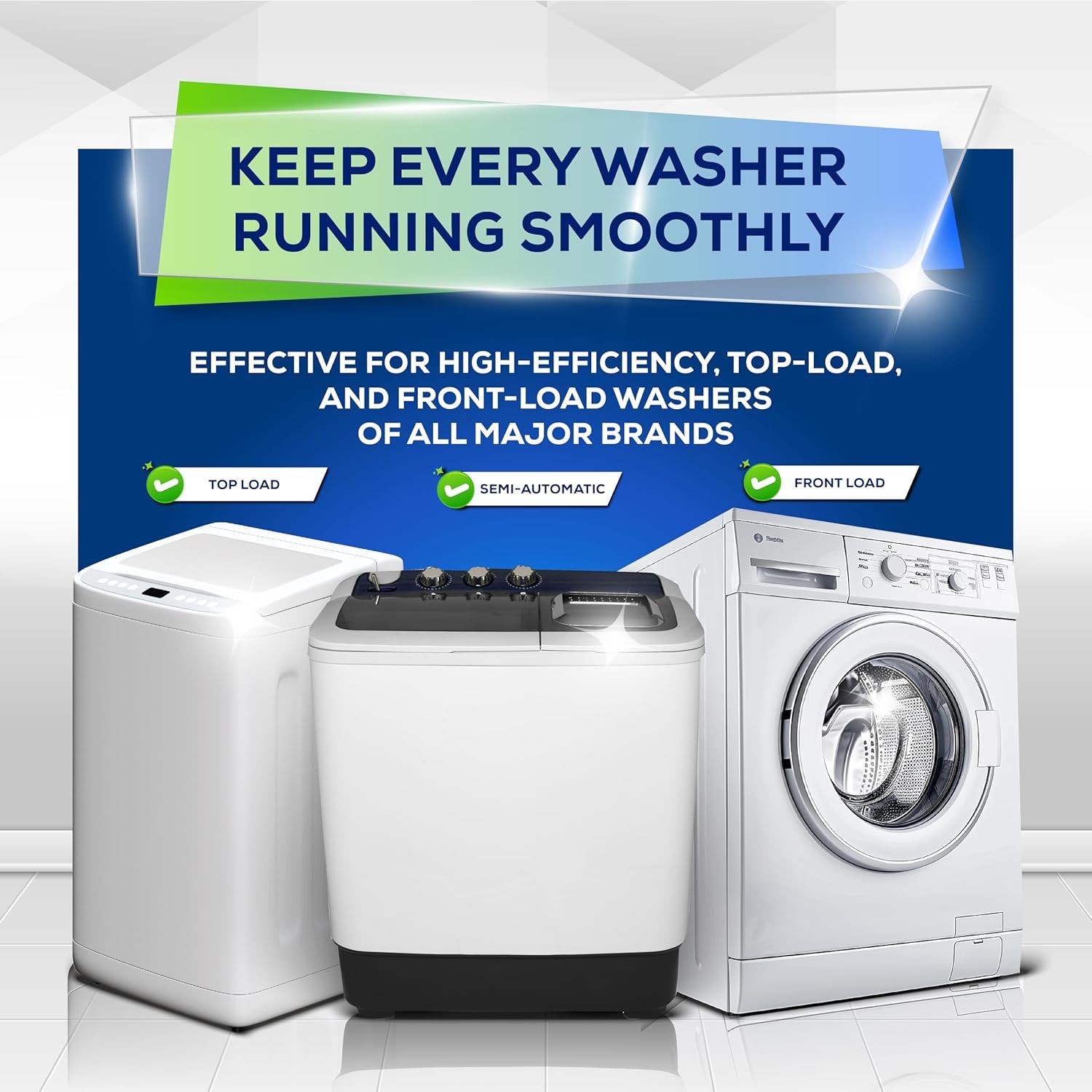 Washing Machine Cleaner Tablets 24 Pack Deep Cleaning Front Load Top Load