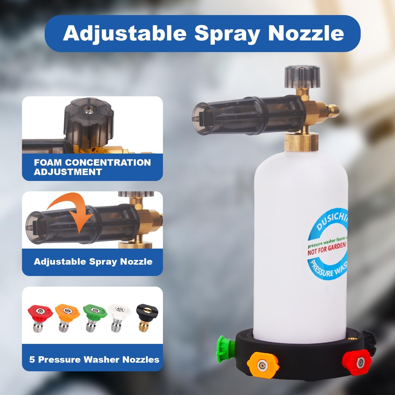 DUSICHIN DUS-018 Foam Cannon Lance Pressure Washer Nozzle Tip Spray Gun 3000 …