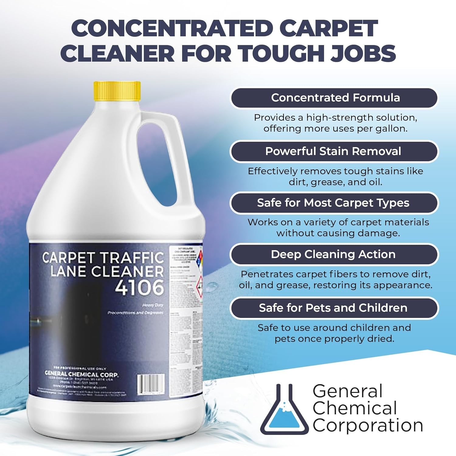 CarpetGeneral Carpet Traffic Cleaner 4106 – Restore Traffic Lanes – 1 GAL