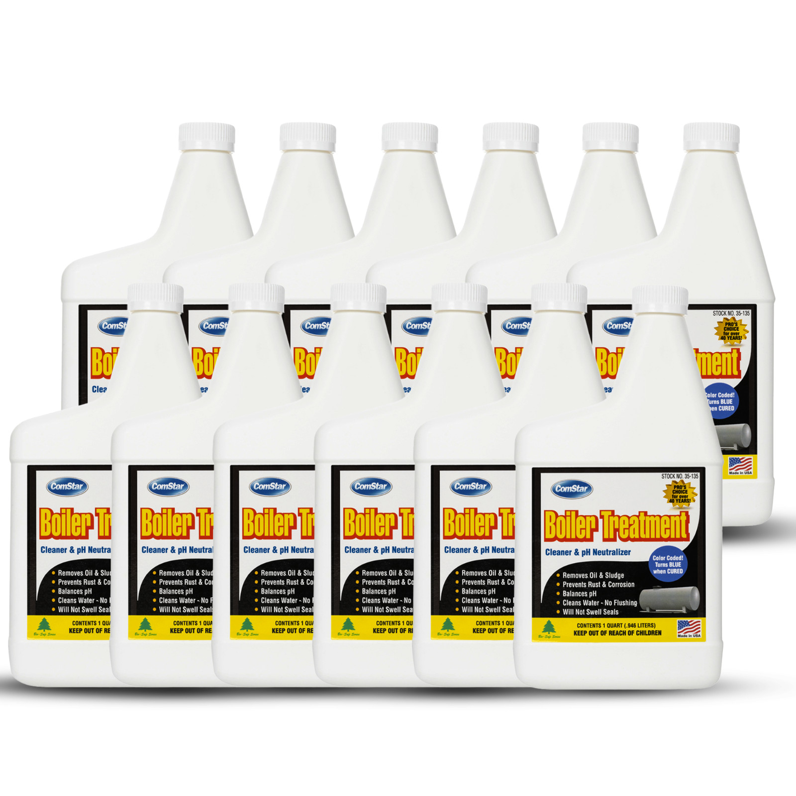 ComStar Boiler Treatment & Water Cleaner 1 Qt, Removes Sludge & Oil (12 Pack)