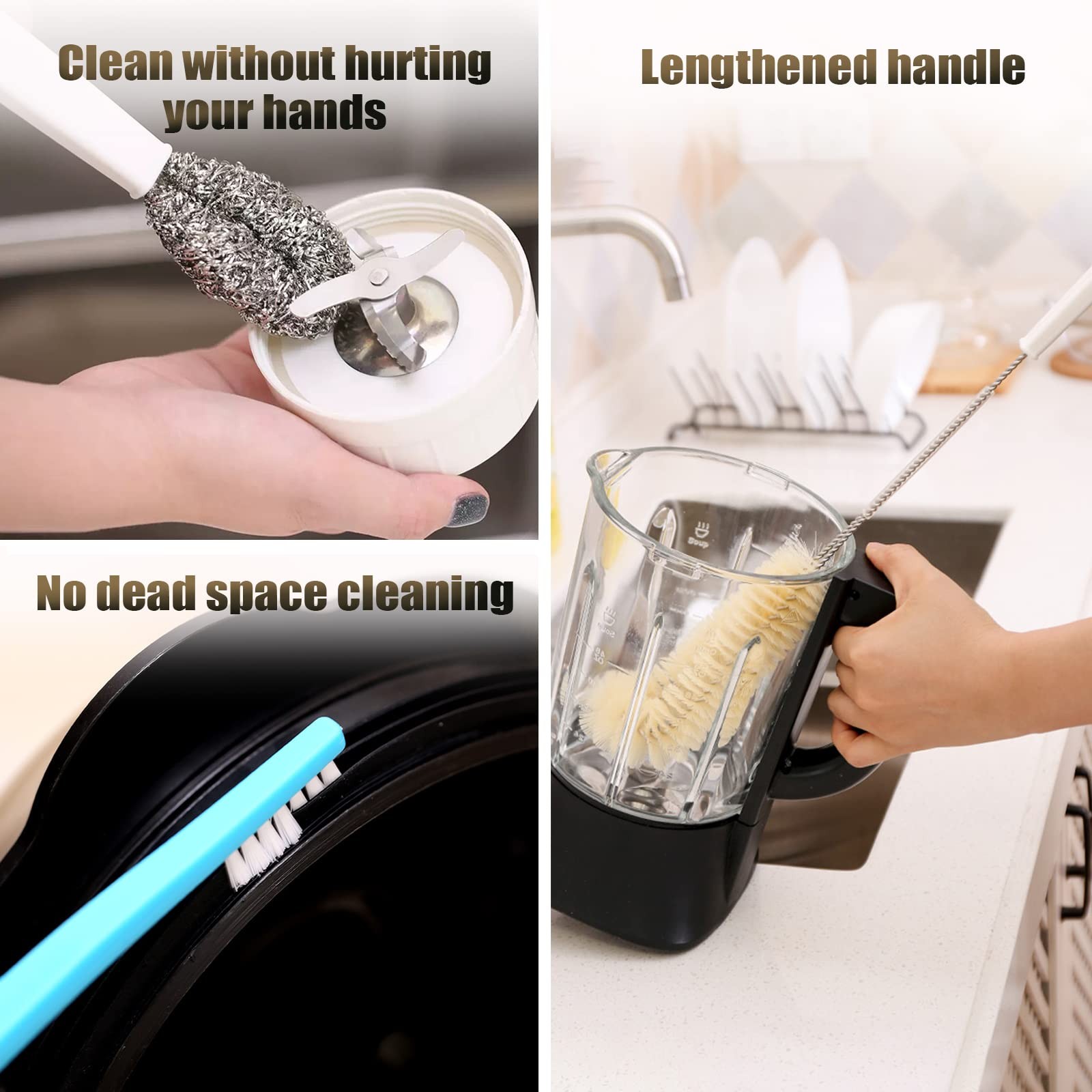 Portable Blender Cleaning Brush Set of 4 – With Hanging Hole – Long Handle – …